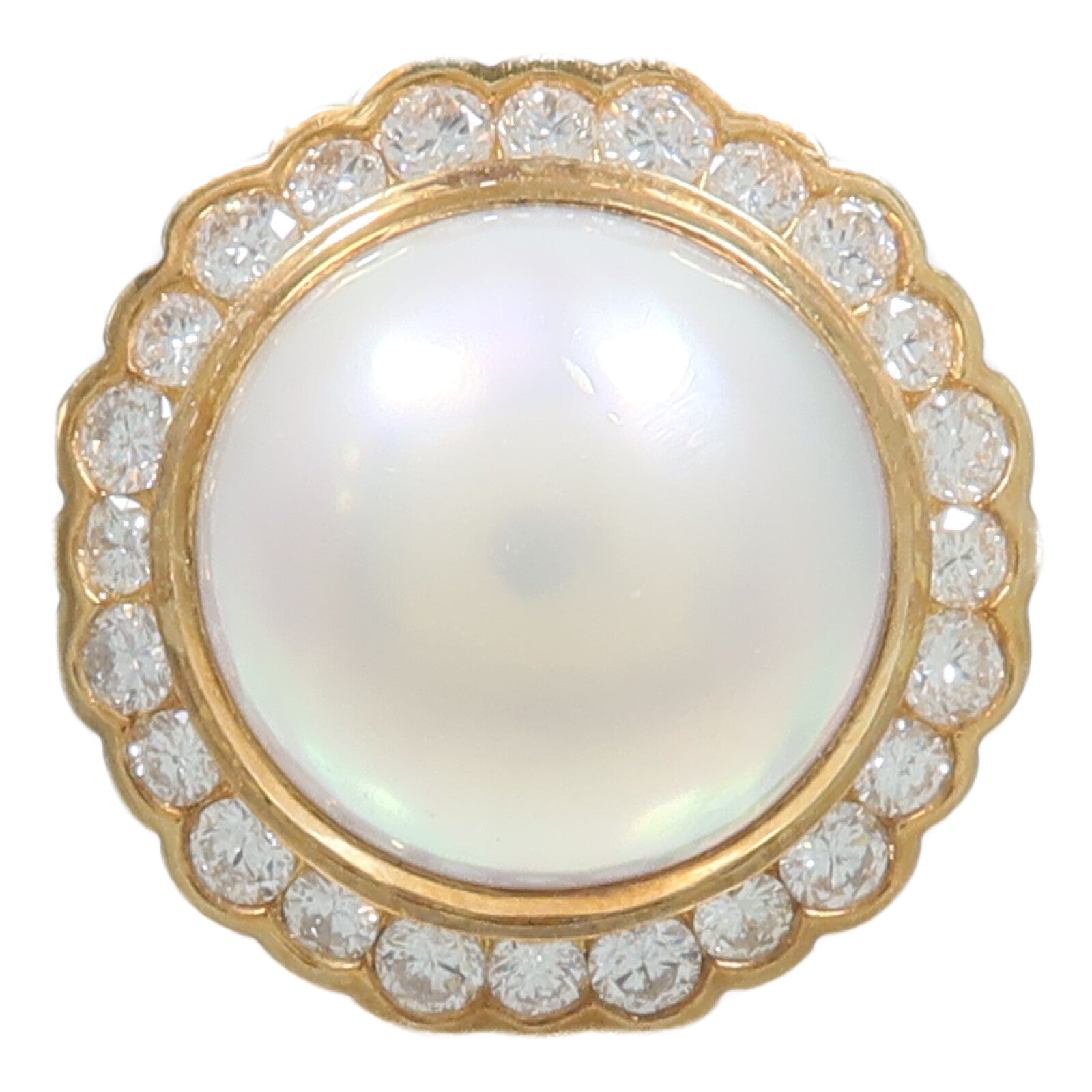 JEWELRY 18K黃金Mabe Pearl Diamond Ring珍珠/鑽石戒指