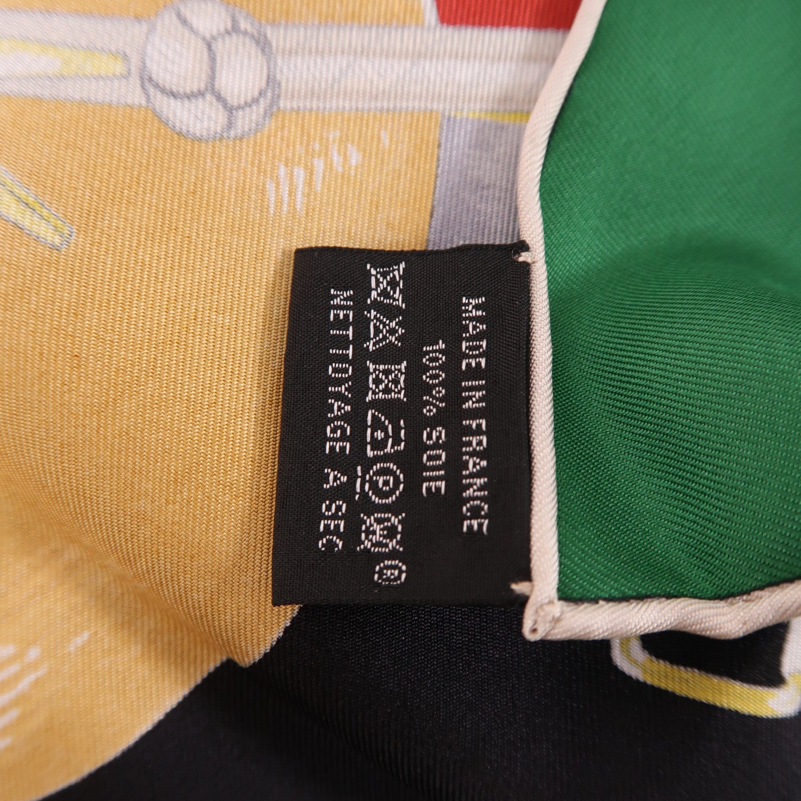 HERMES Scarf 90X90 Silk Black Green Brown Multicolored
