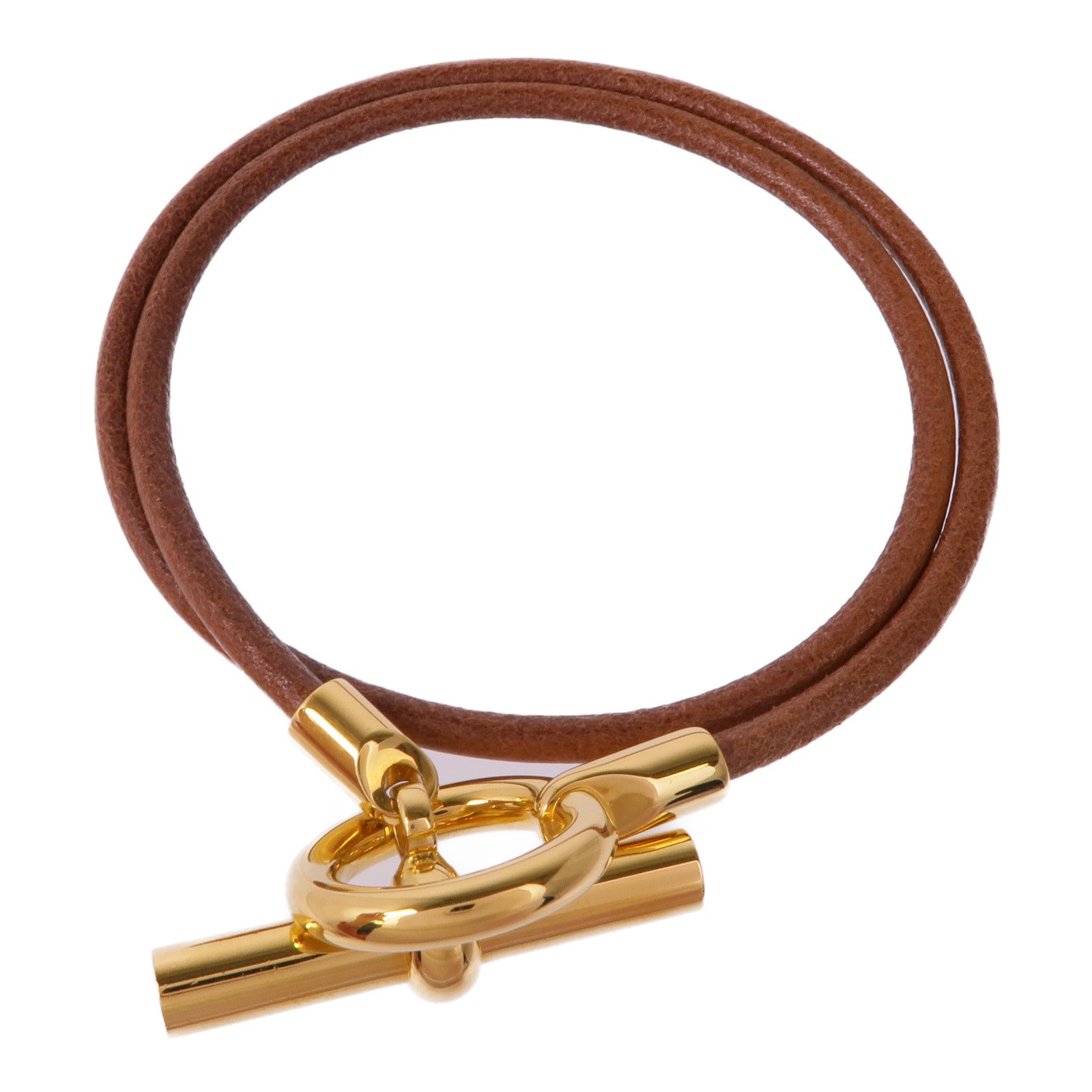 HERMES 【激減優惠】皮革Glenan Double Tour Bracelet金扣手帶