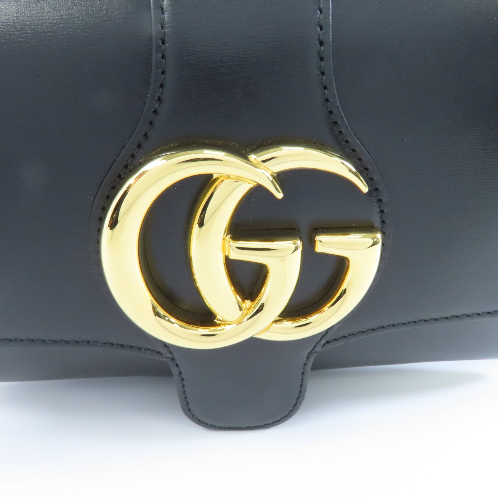 GUCCI 牛皮皮革Double GG Shoulder Bag金扣肩背袋黑色