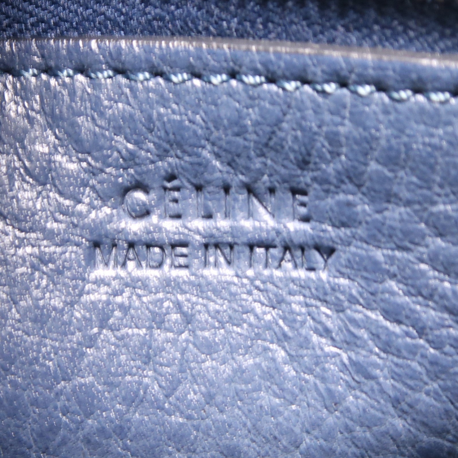 CELINE 皮革Shoulder Bag銀扣肩背袋藍色