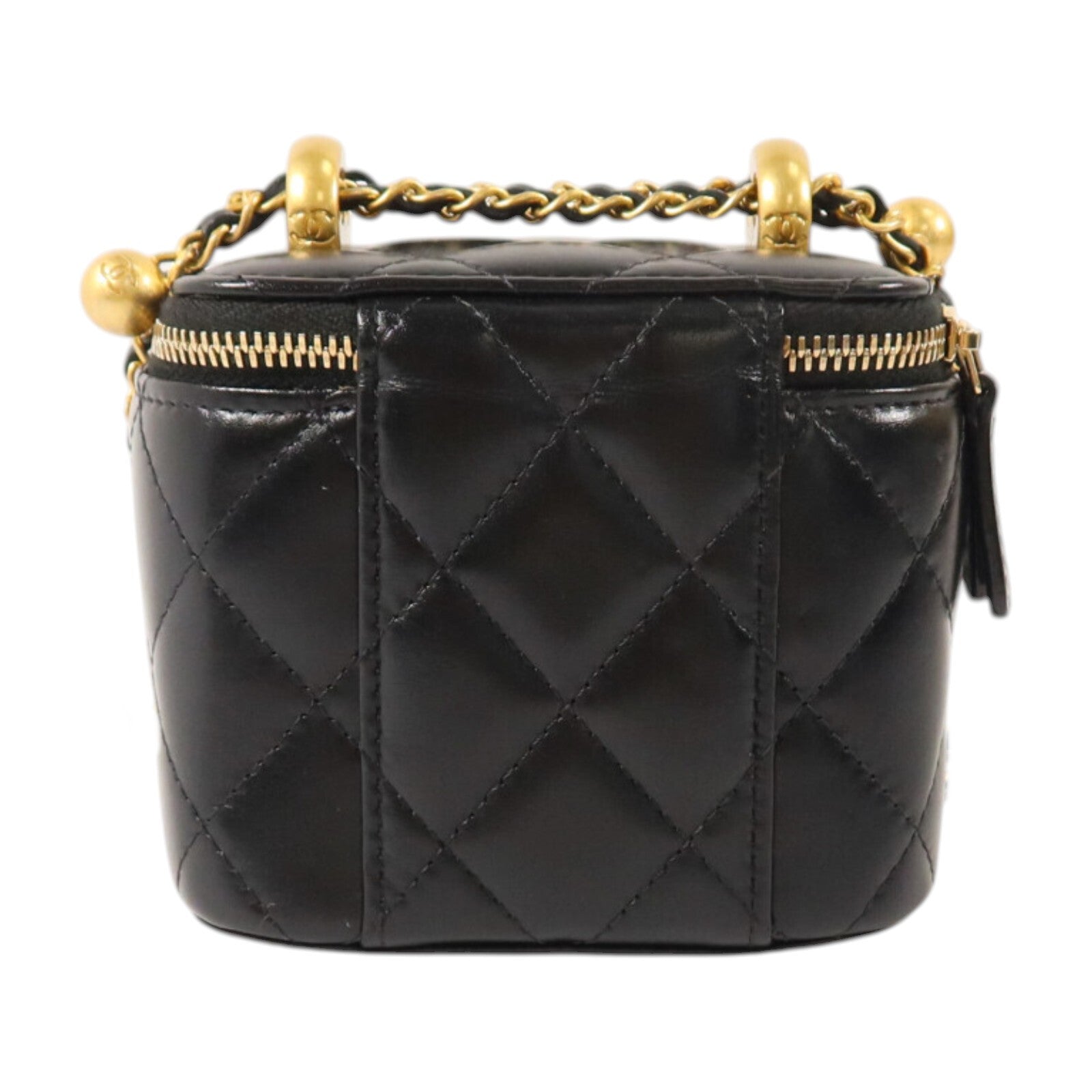CHANEL 牛皮皮革Mini Vanity Case金扣鏈帶肩背袋
