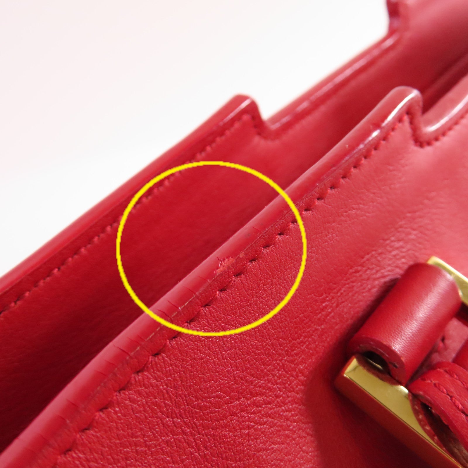 YVES SAINT LAURENT 【激減優惠】牛皮皮革2Way Shoulder Bag金扣手挽肩背兩用袋紅色