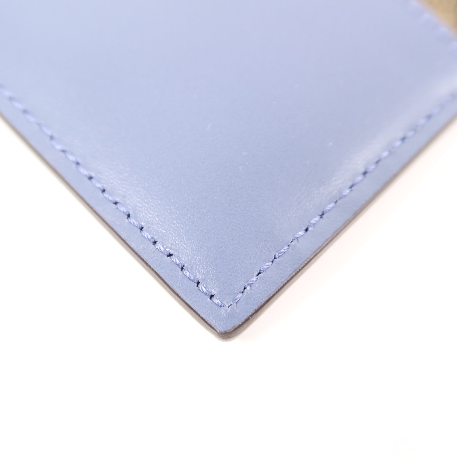 FENDI SHW Squared Card Case Leather/Coated Canvas Blue/Brown