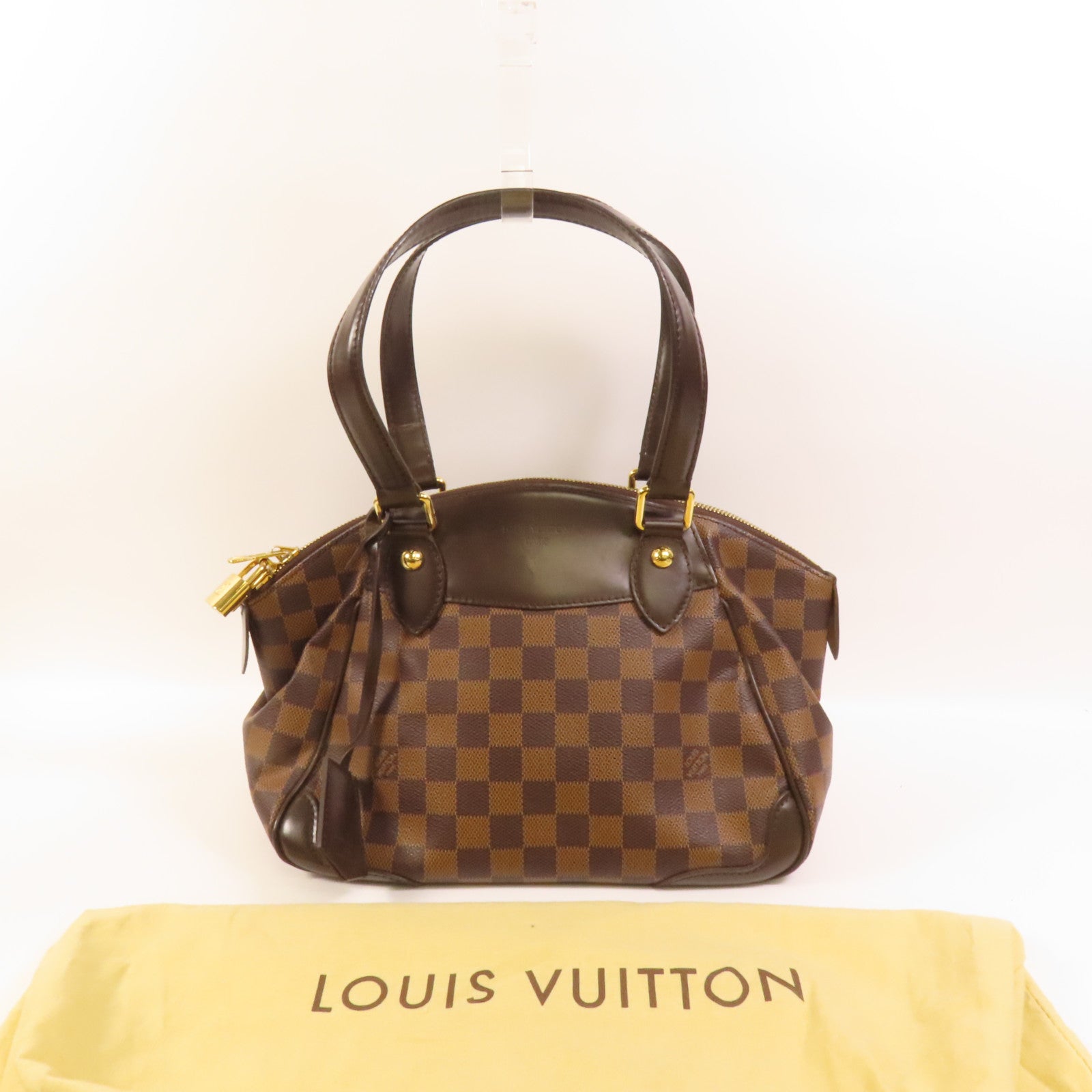 LOUIS VUITTON Damier Verona PM金扣手挽袋