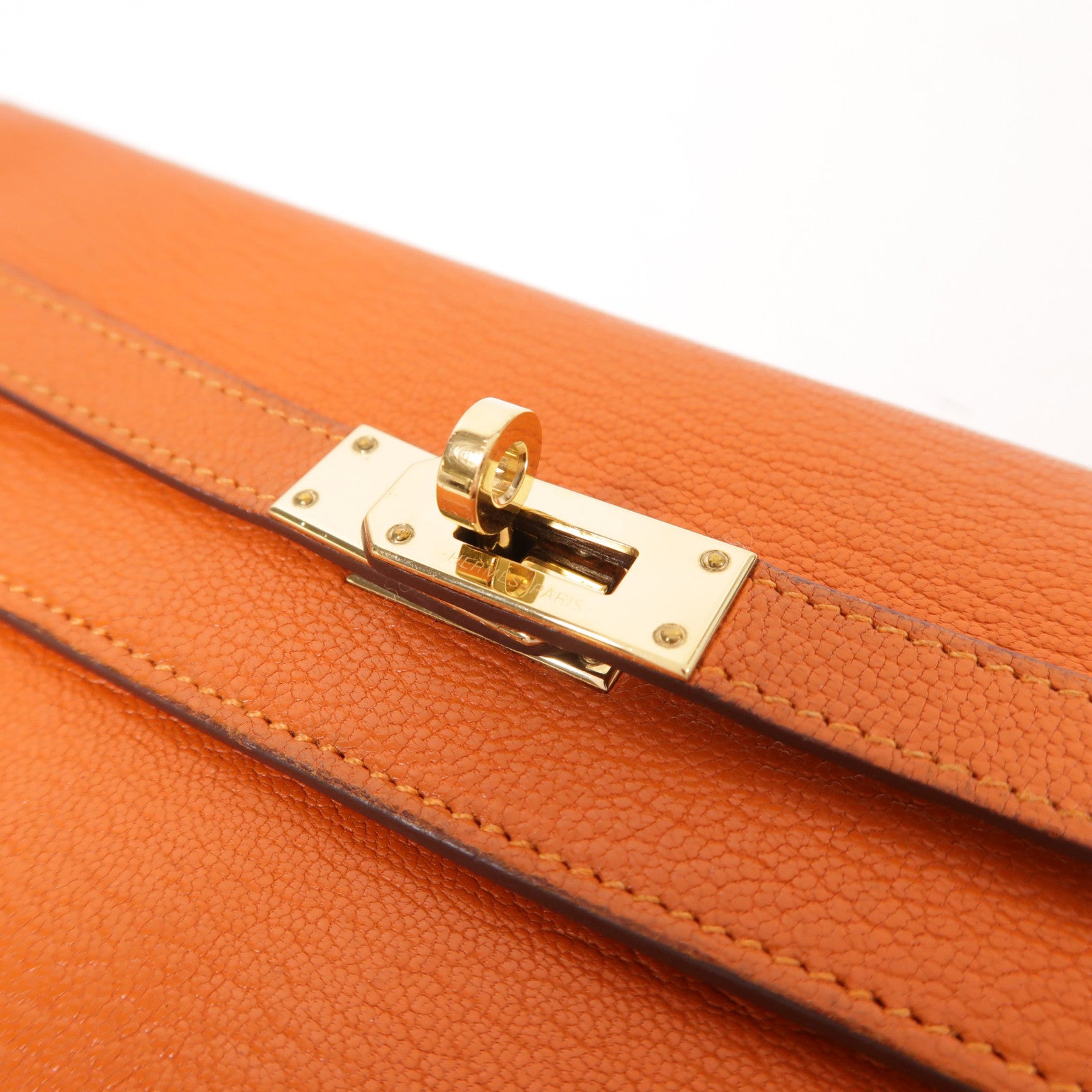 HERMES 【激減優惠】Chevre皮革Kelly Wallet金扣長錢包