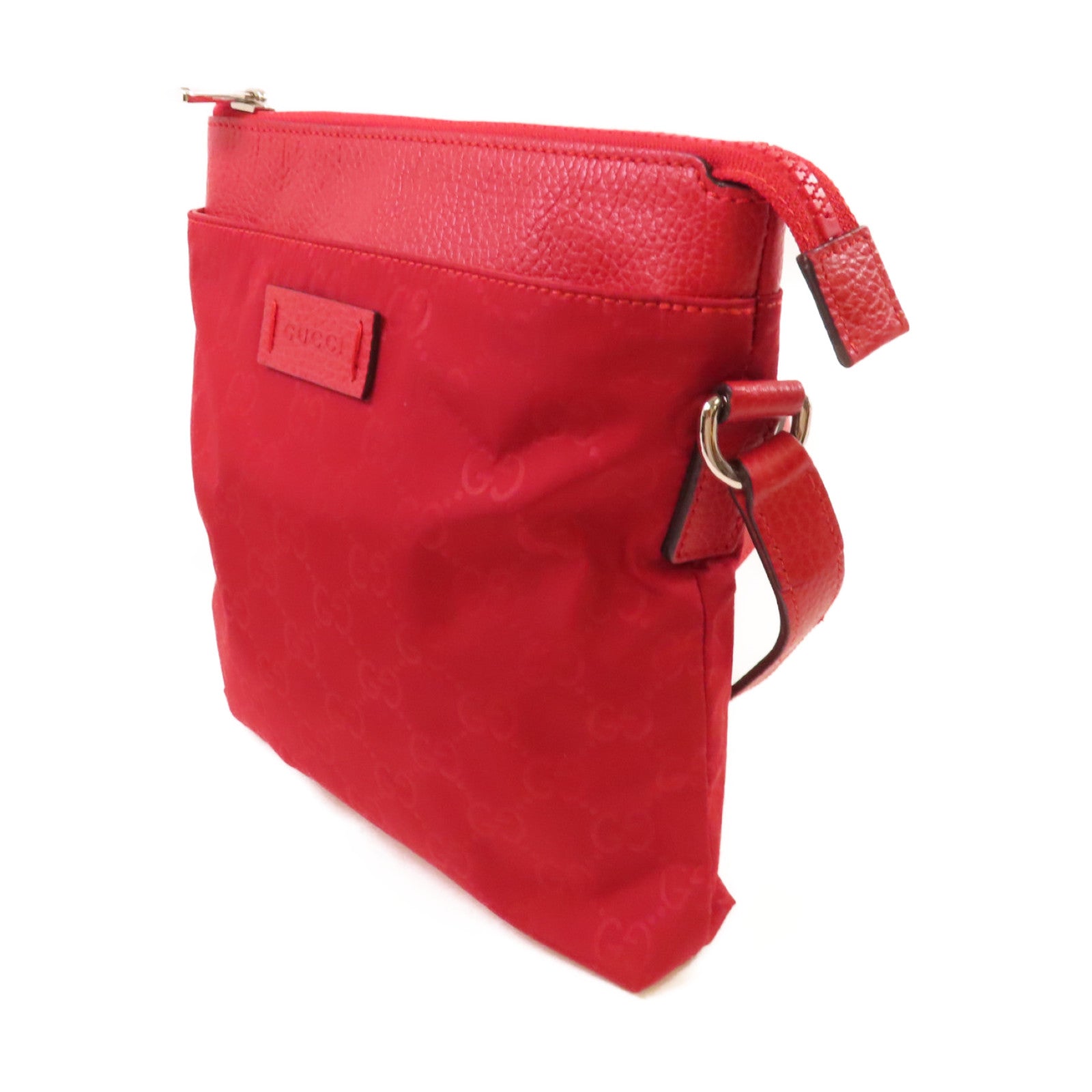 GUCCI 尼龍Shoulder Bag銀扣肩背袋紅色