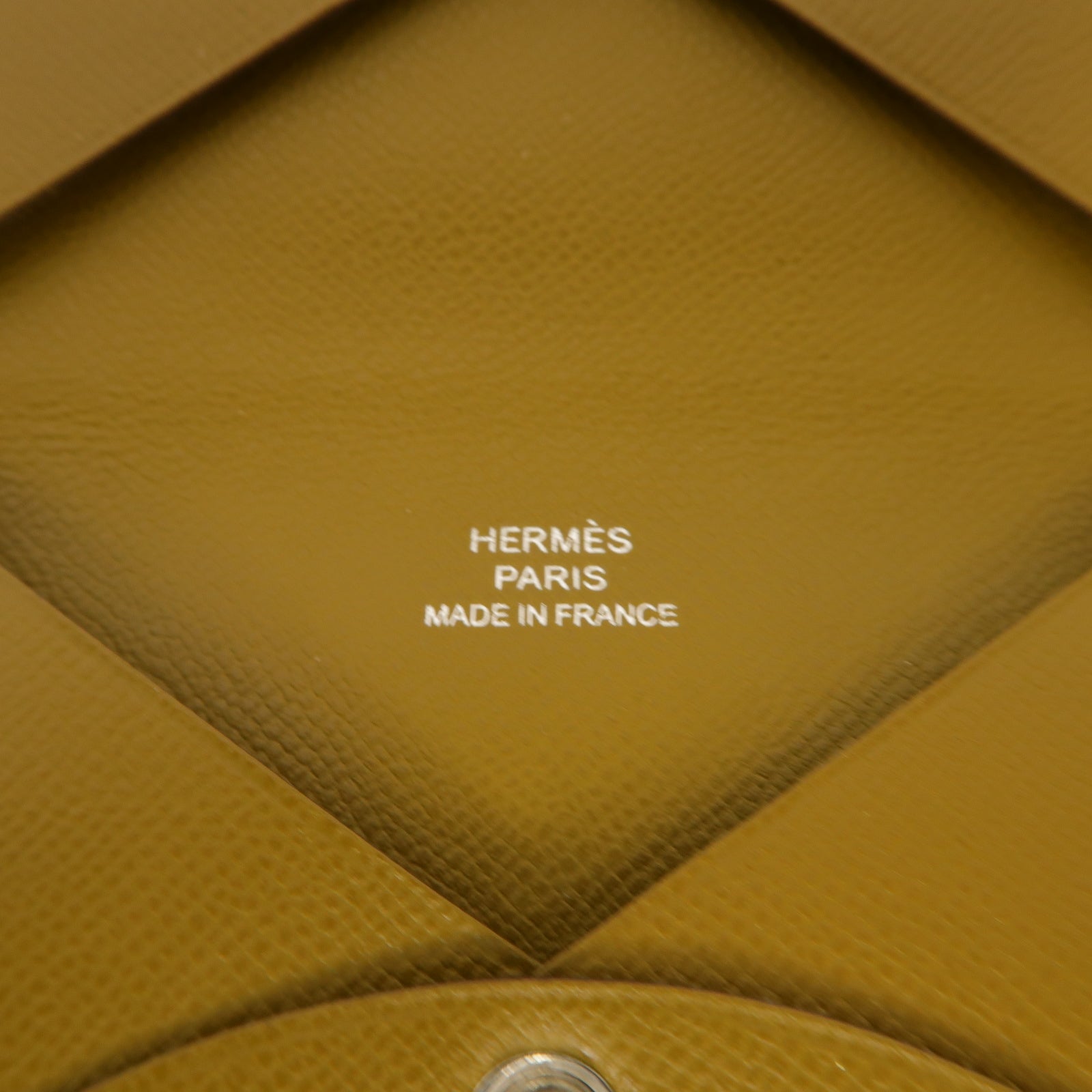 HERMES Epsom皮革Calvi Card Case銀扣卡片套棕色
