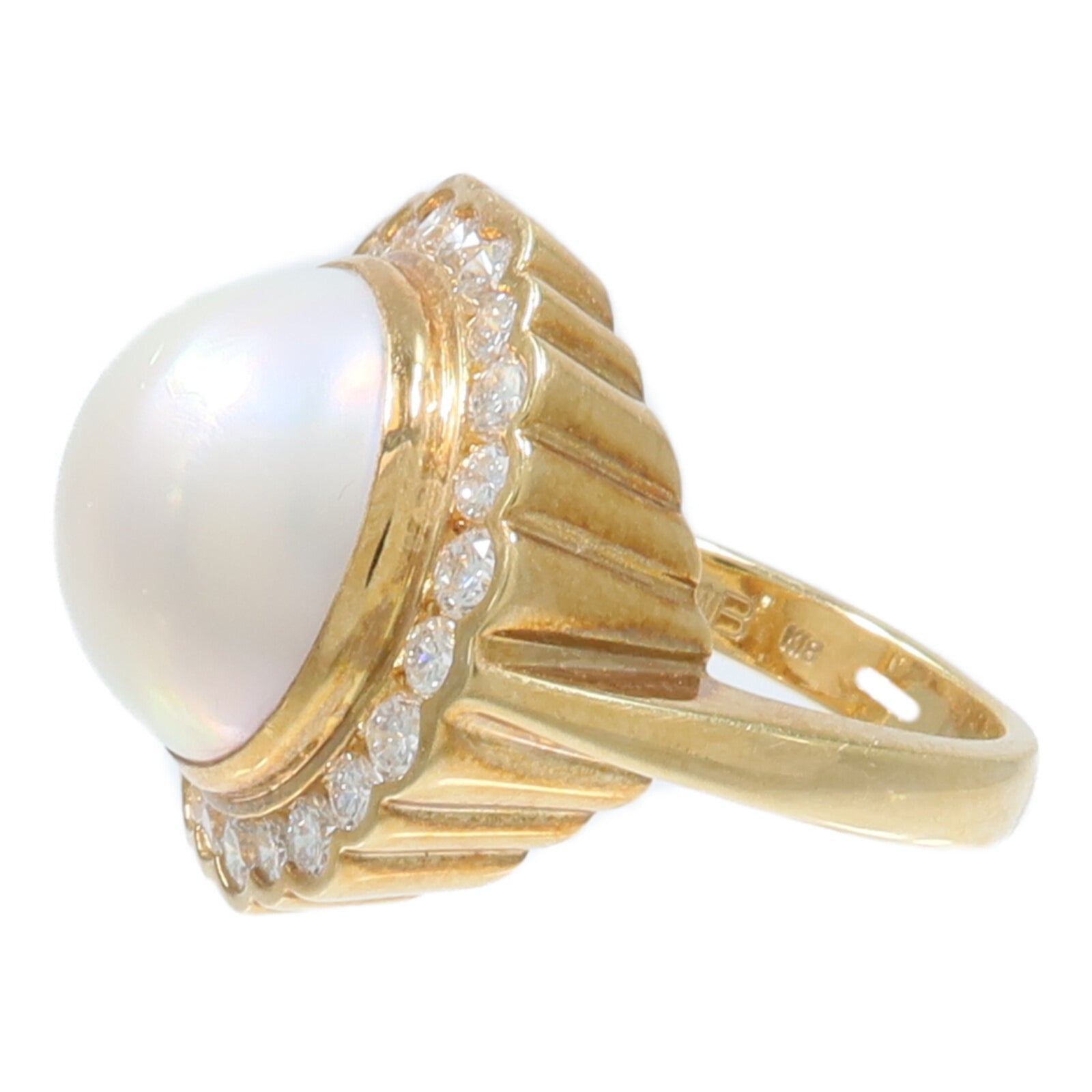 JEWELRY 18K黃金Mabe Pearl Diamond Ring珍珠/鑽石戒指