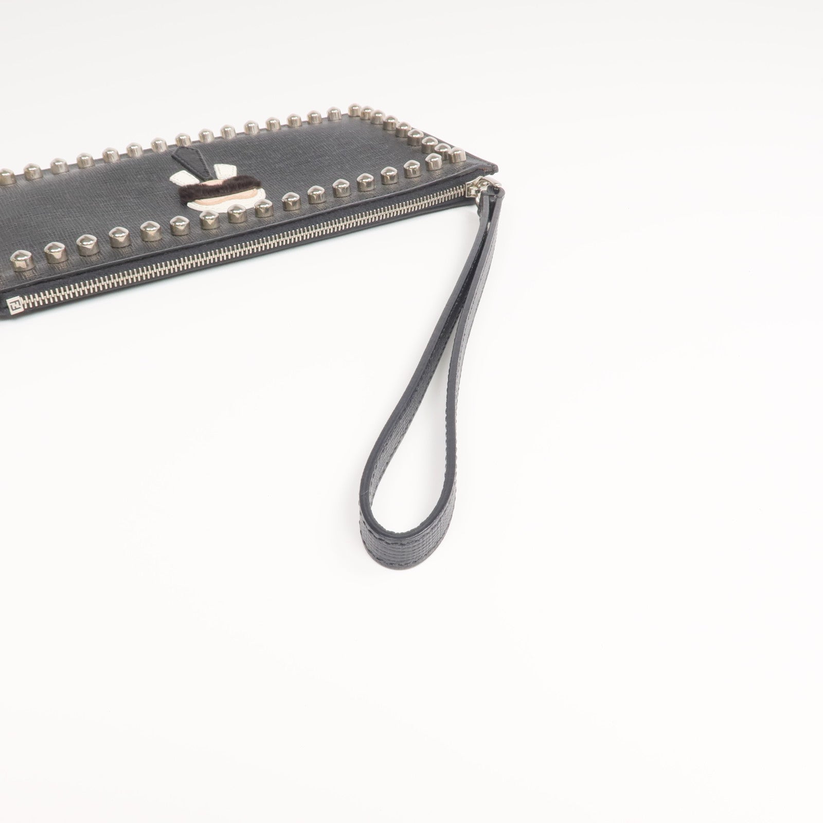 FENDI 【激減優惠】牛皮皮革/水貂皮草Pouch/Clutch銀扣手拿包