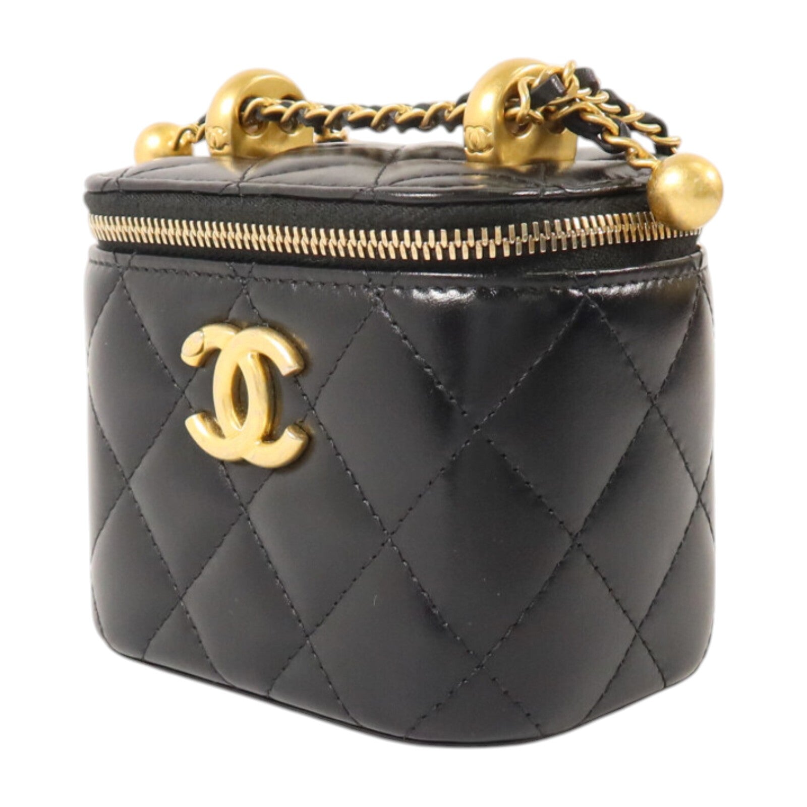CHANEL 牛皮皮革Mini Vanity Case金扣鏈帶肩背袋