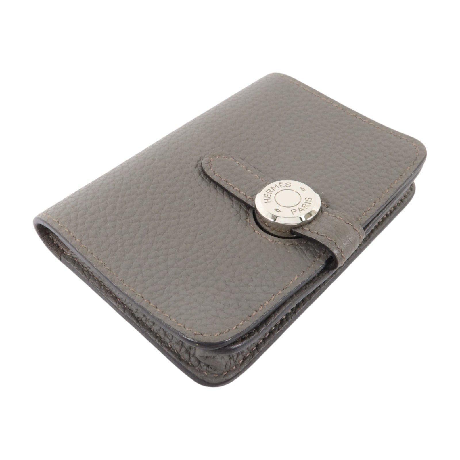 HERMES Togo皮革Dogon Card Case銀扣卡片套Etain