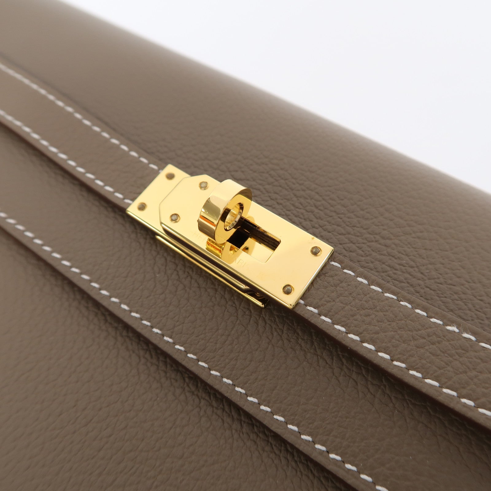 HERMES Evercolor皮革Kelly To Go金扣肩背袋大象灰色