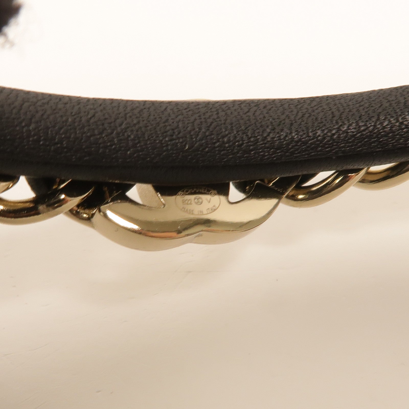 CHANEL 羊皮皮革/金屬Interlaced Chain Headband髮箍