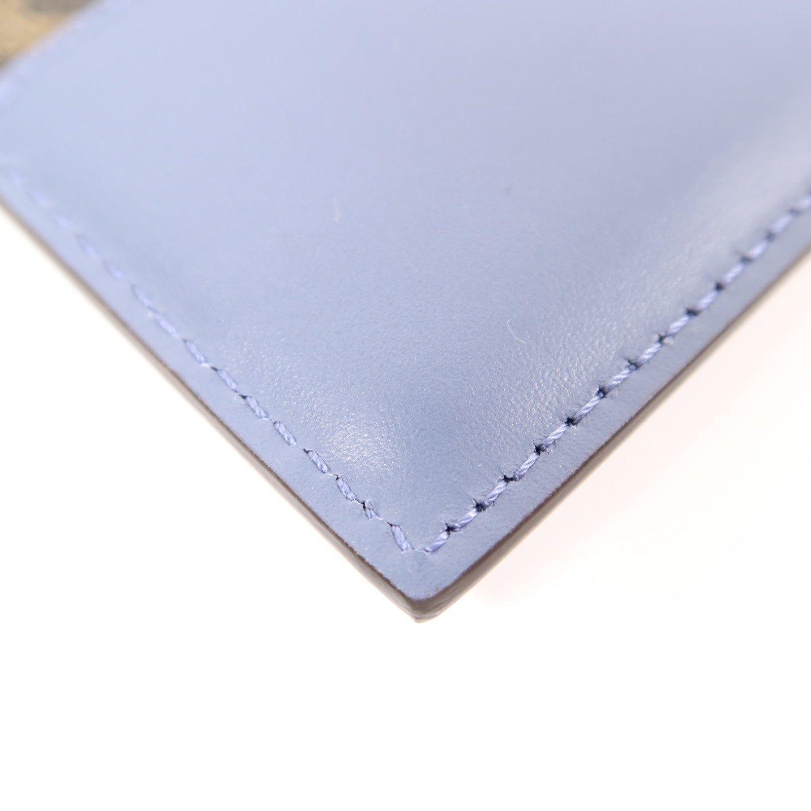 FENDI SHW Squared Card Case Leather/Coated Canvas Blue/Brown