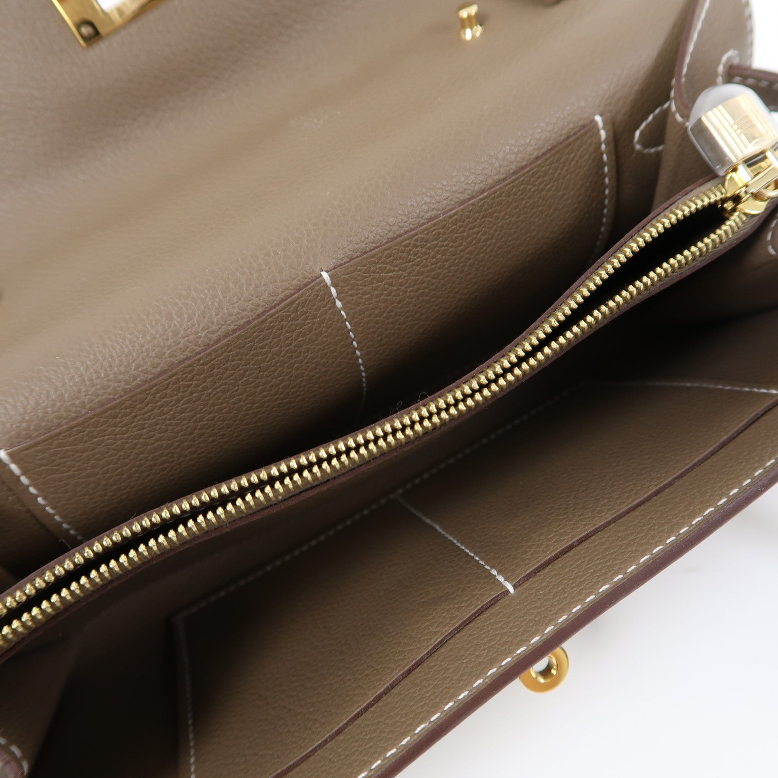 HERMES Evercolor皮革Kelly To Go金扣肩背袋大象灰色