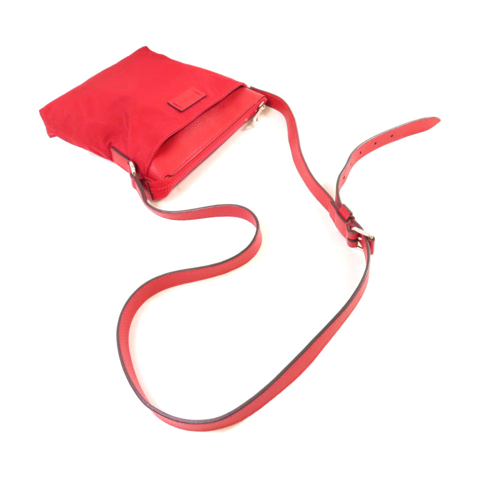GUCCI 尼龍Shoulder Bag銀扣肩背袋紅色