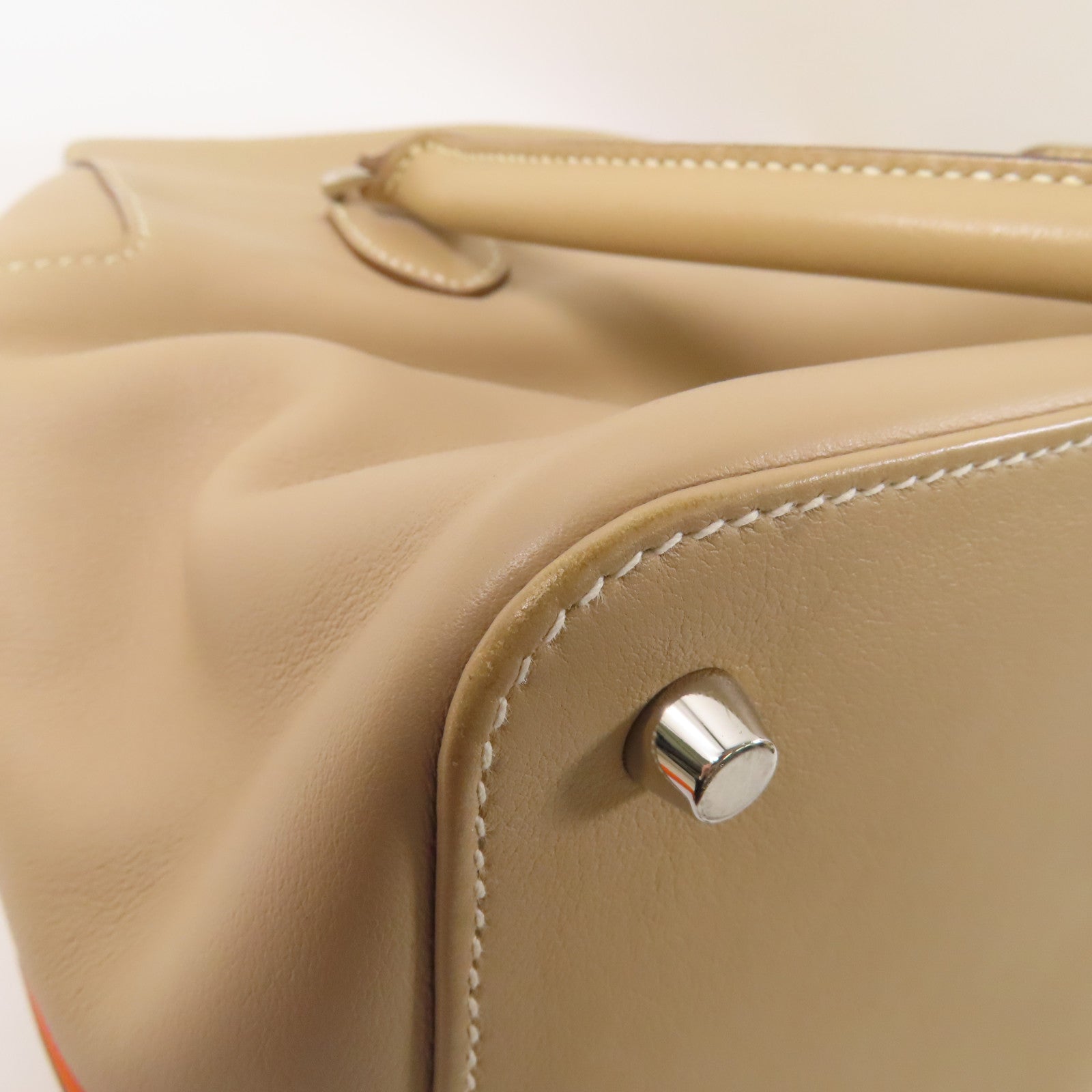 HERMES Swift皮革Toolbox 26銀扣手挽肩背兩用袋Argile/淺褐色