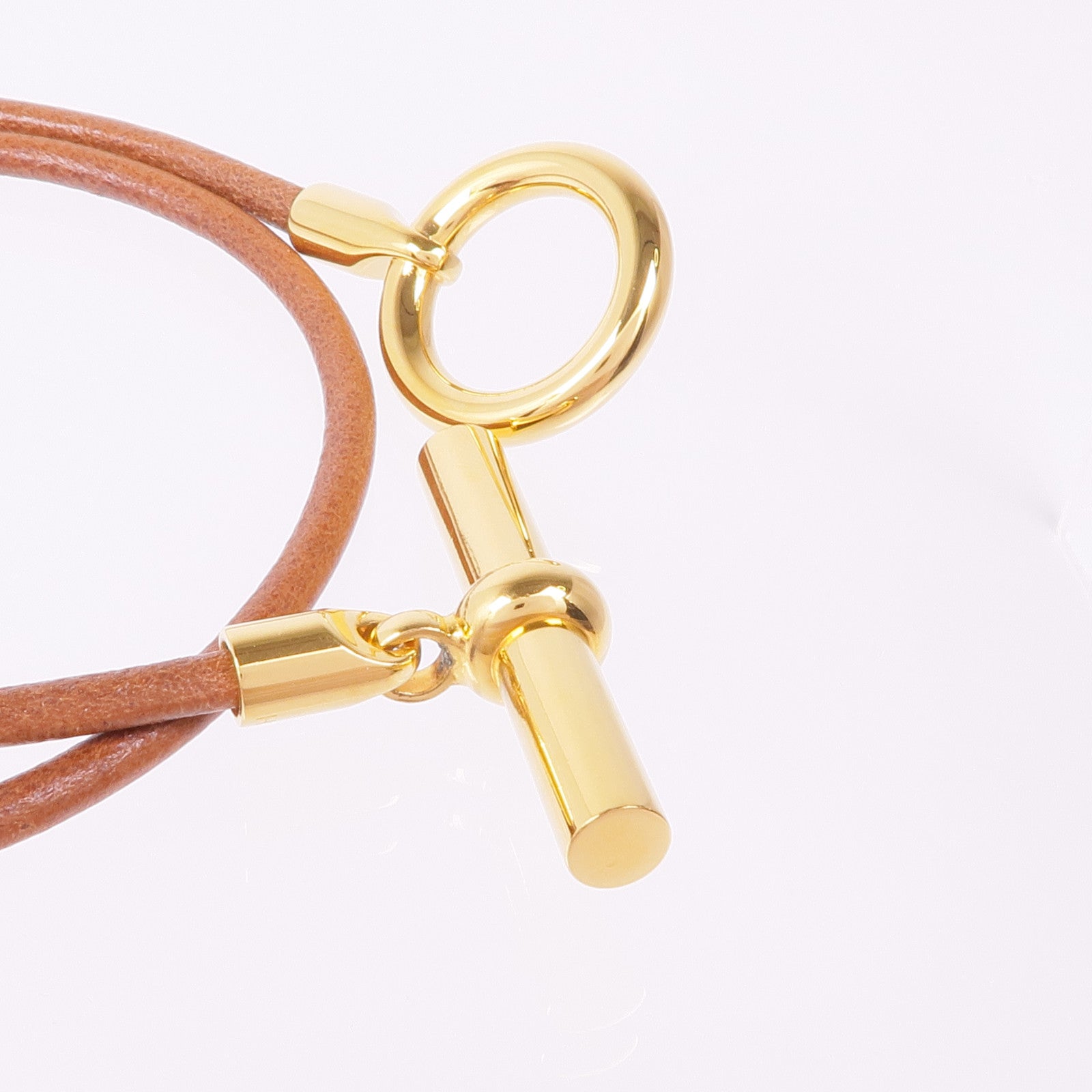 HERMES 【激減優惠】皮革Glenan Double Tour Bracelet金扣手帶