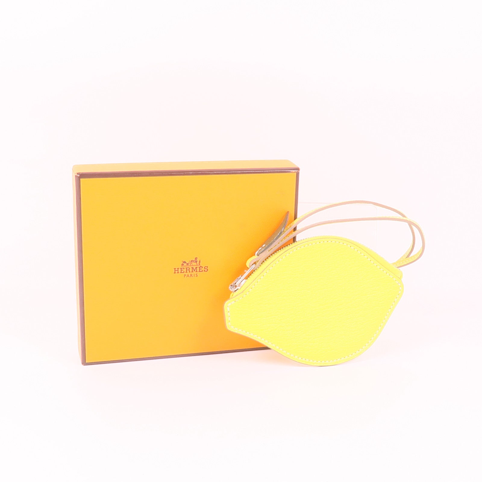 HERMES Chevre皮革Tutti Frutti Coin Case銀扣零錢包Lime/Canopee