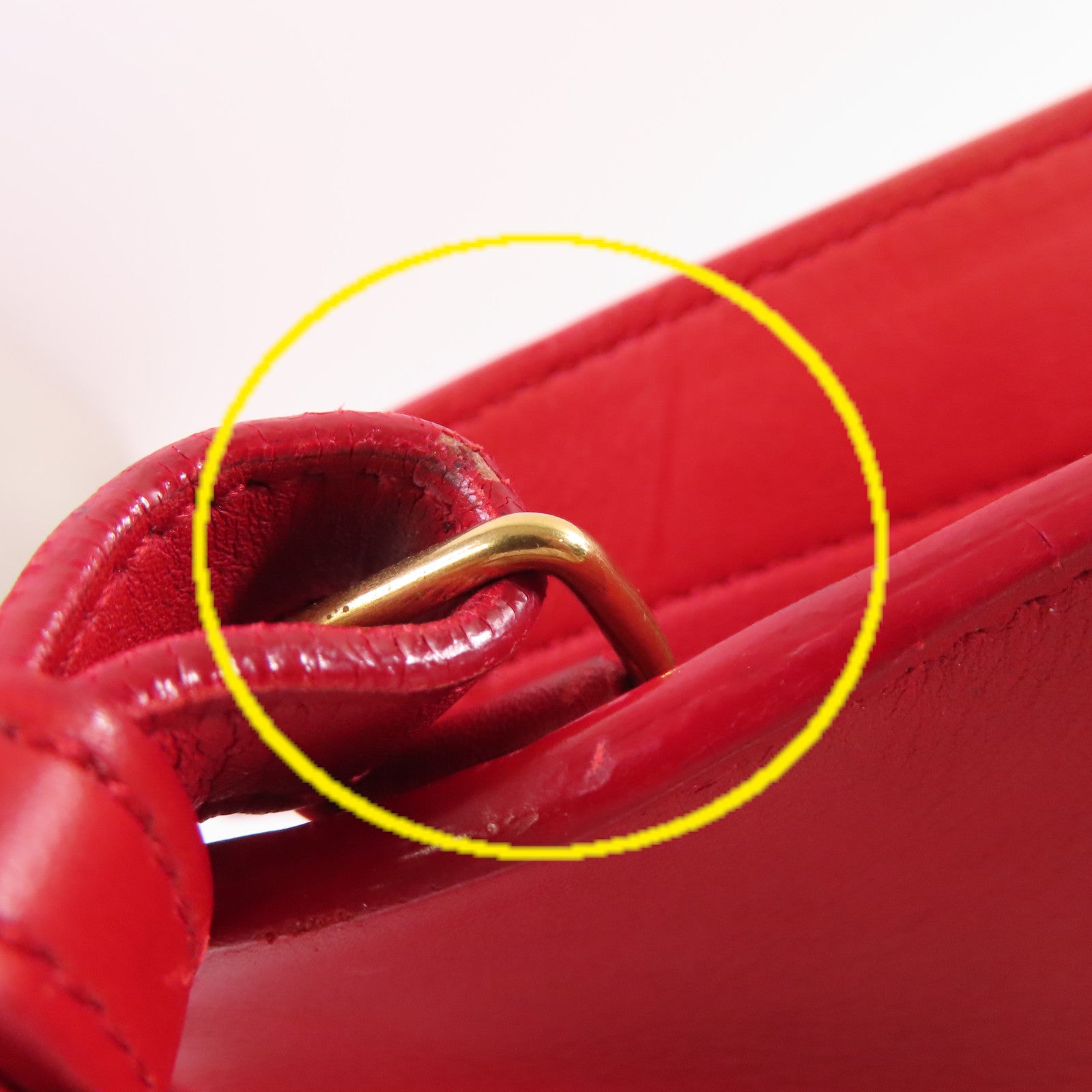 YVES SAINT LAURENT 【激減優惠】牛皮皮革2Way Shoulder Bag金扣手挽肩背兩用袋紅色