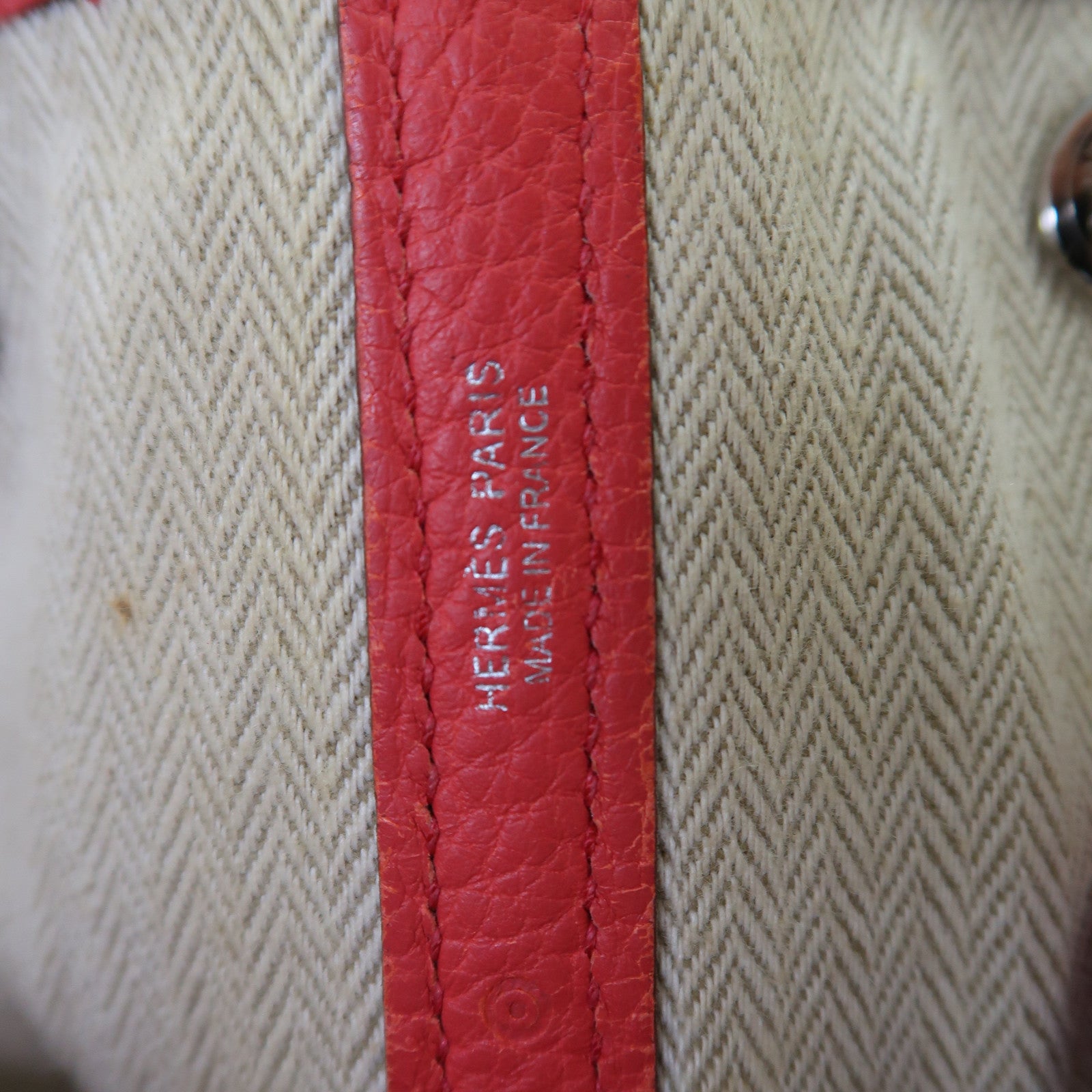HERMES 【激減優惠】Negonda皮革Garden Party PM銀扣手挽袋杜鵑紅色