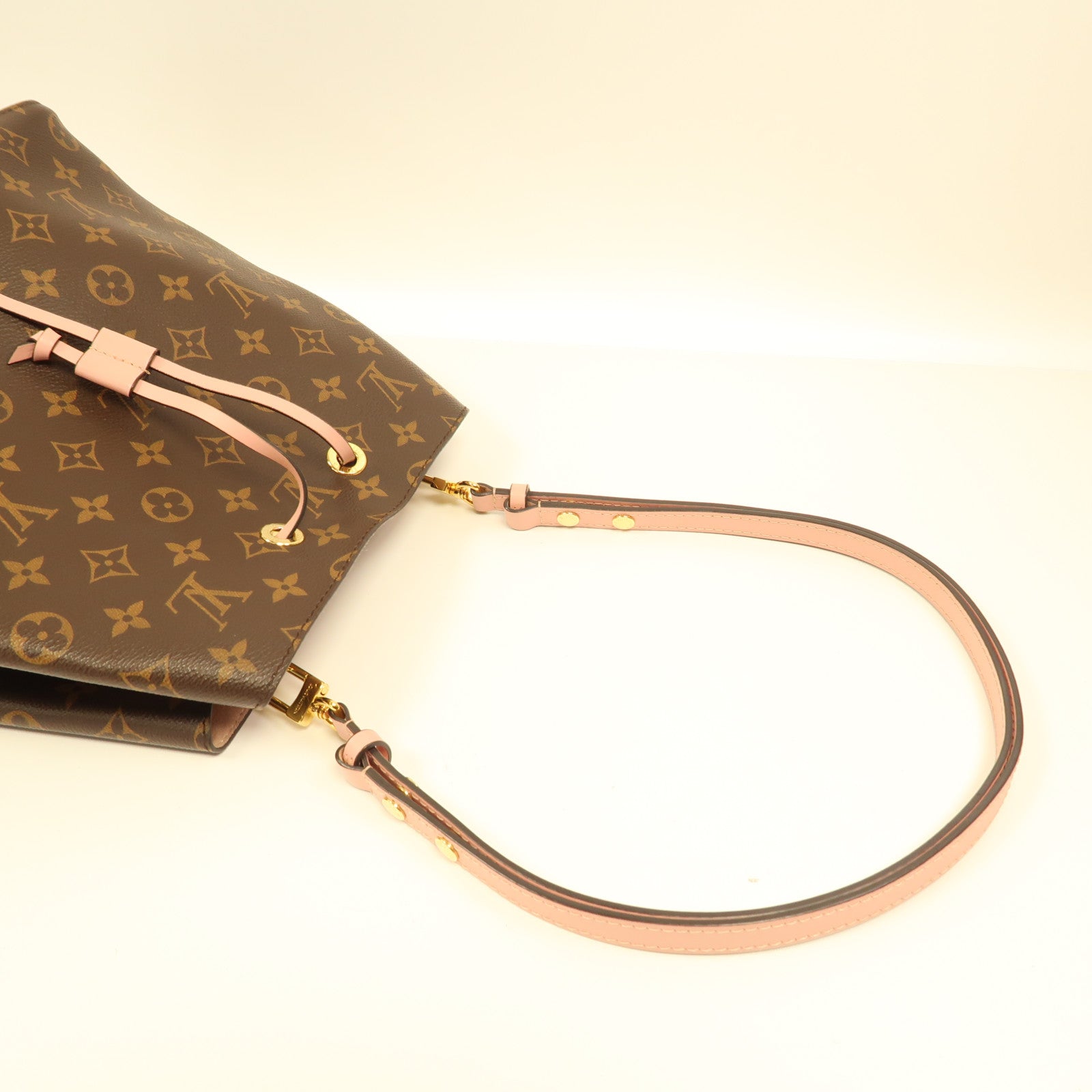 LOUIS VUITTON Monogram Neo Noe MM金扣手挽肩背兩用袋棕色/粉紅色