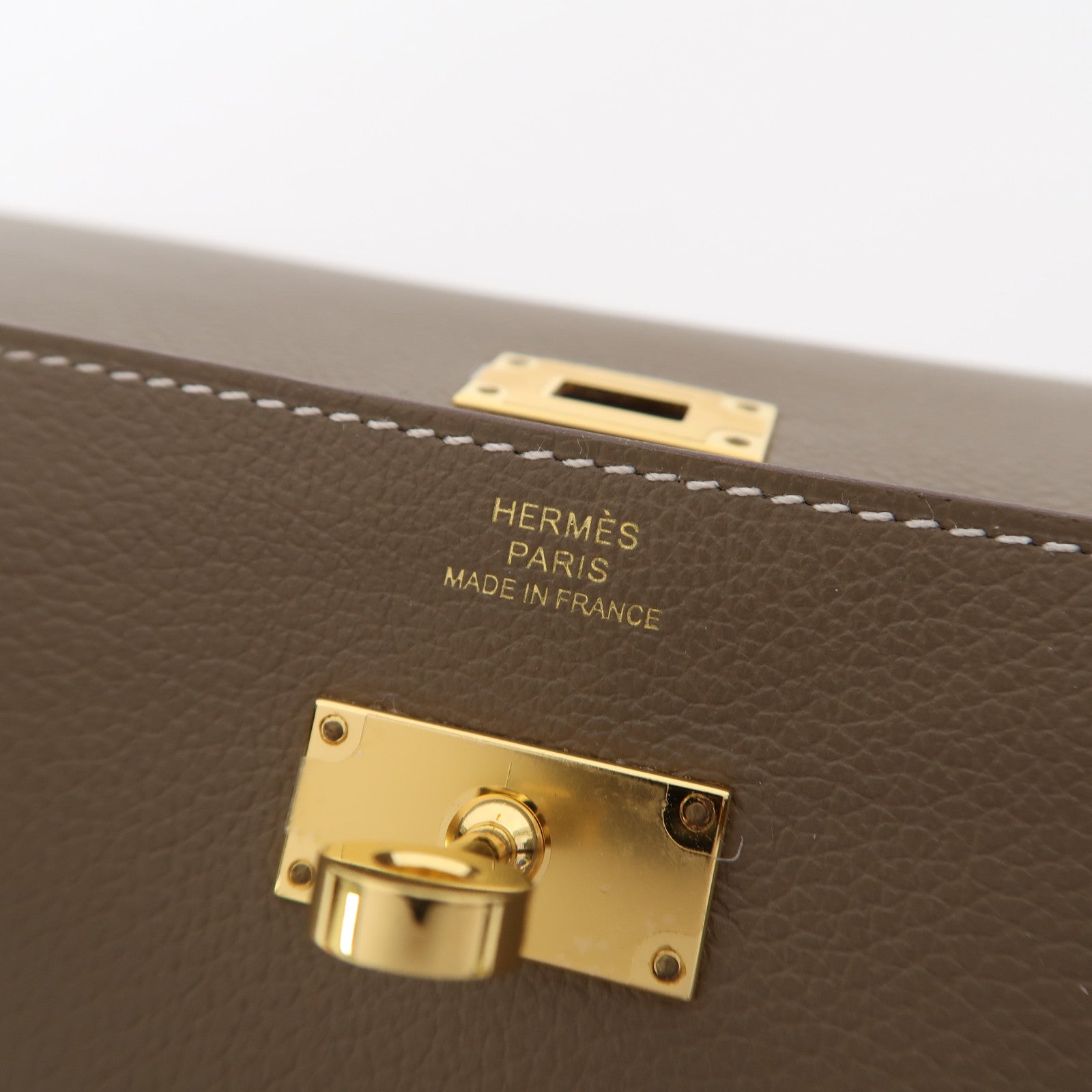 HERMES Evercolor皮革Kelly To Go金扣肩背袋大象灰色