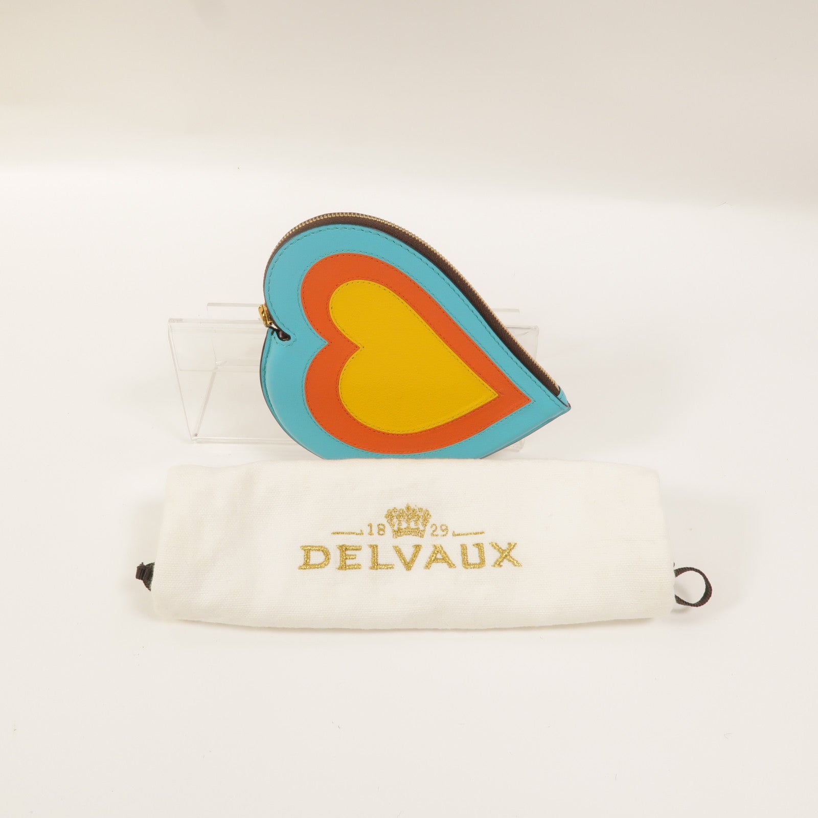 Delvaux 牛皮皮革Heart Charm Pouch零錢包