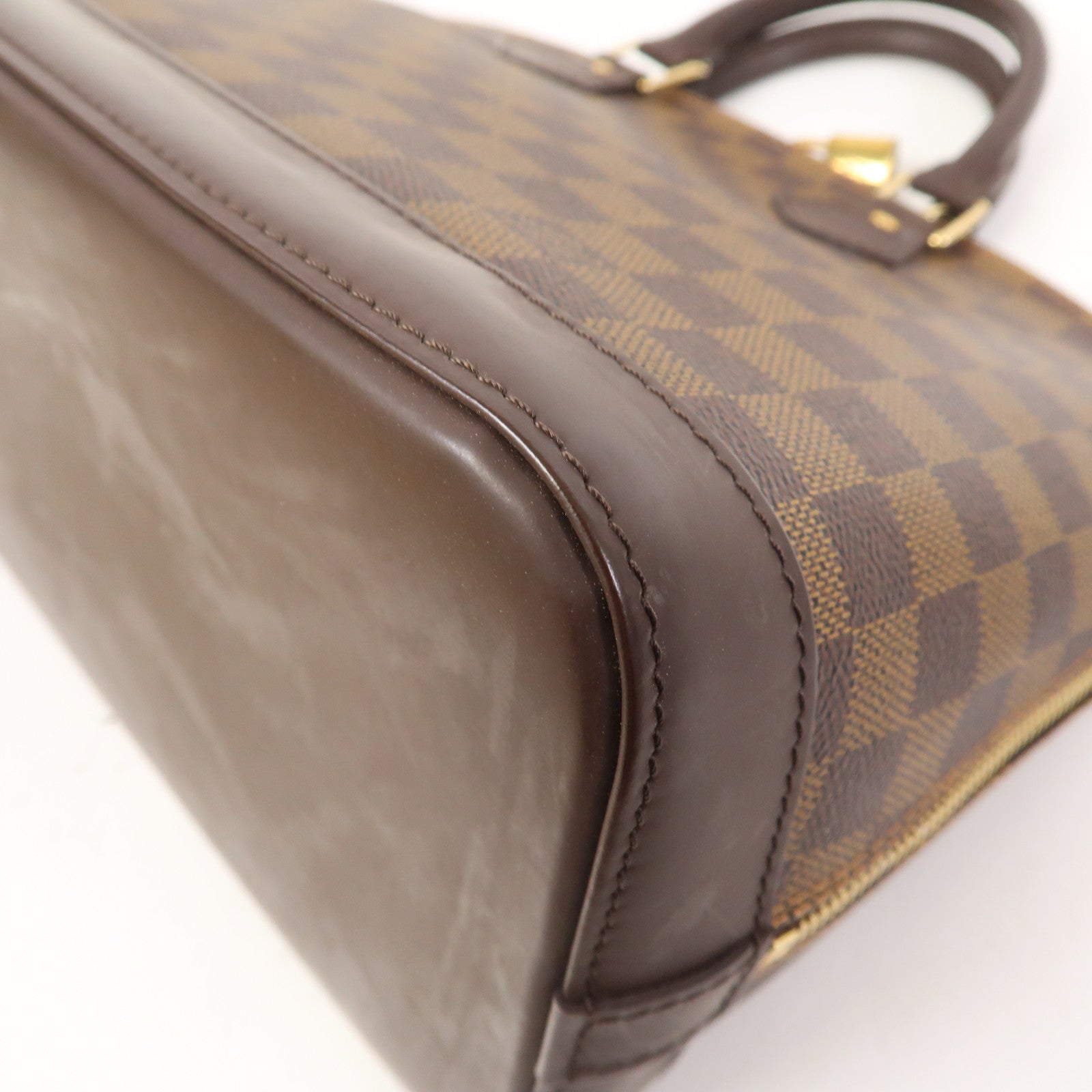 LOUIS VUITTON Damier Ebene Alma金扣手挽袋啡色