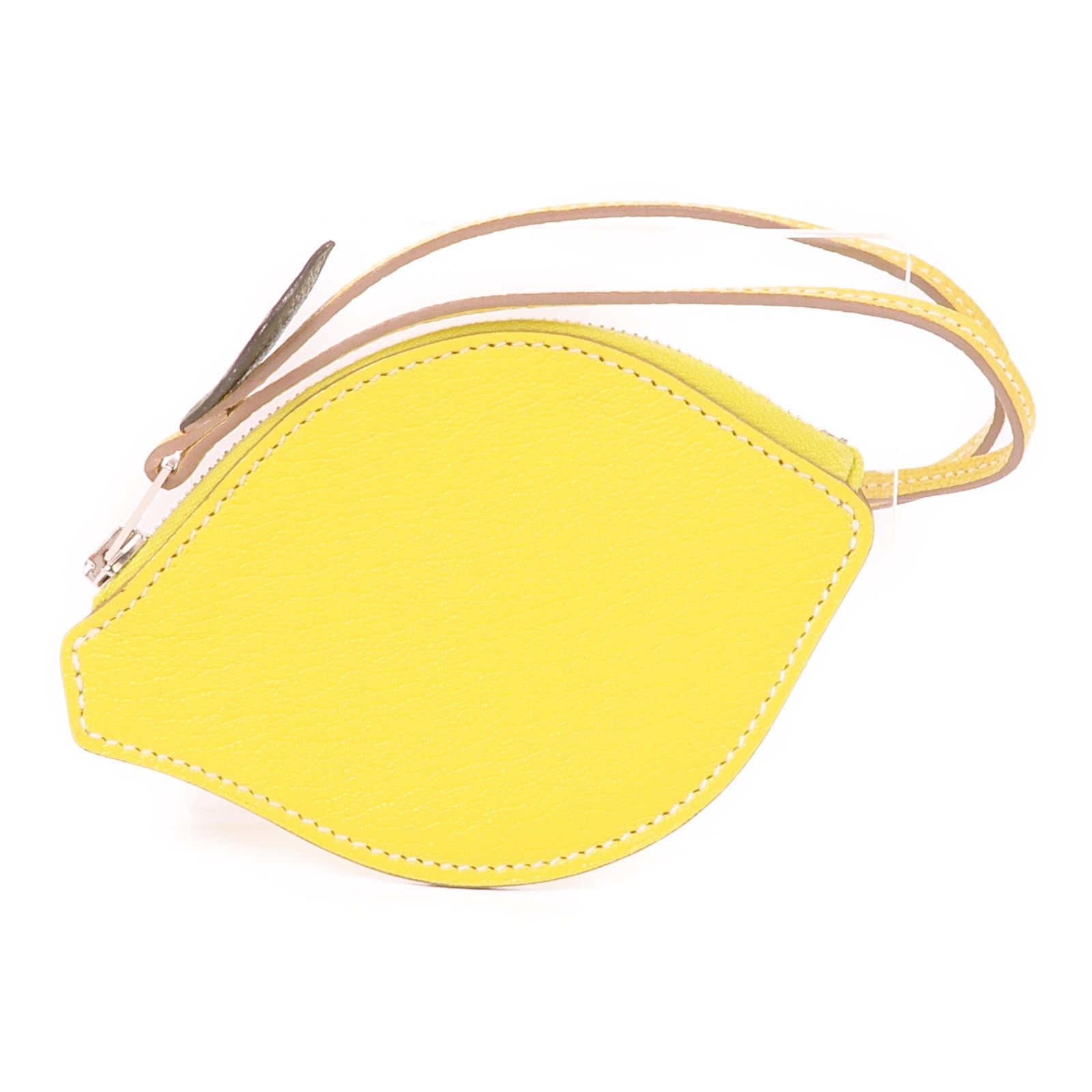 HERMES Chevre皮革Tutti Frutti Coin Case銀扣零錢包Lime/Canopee
