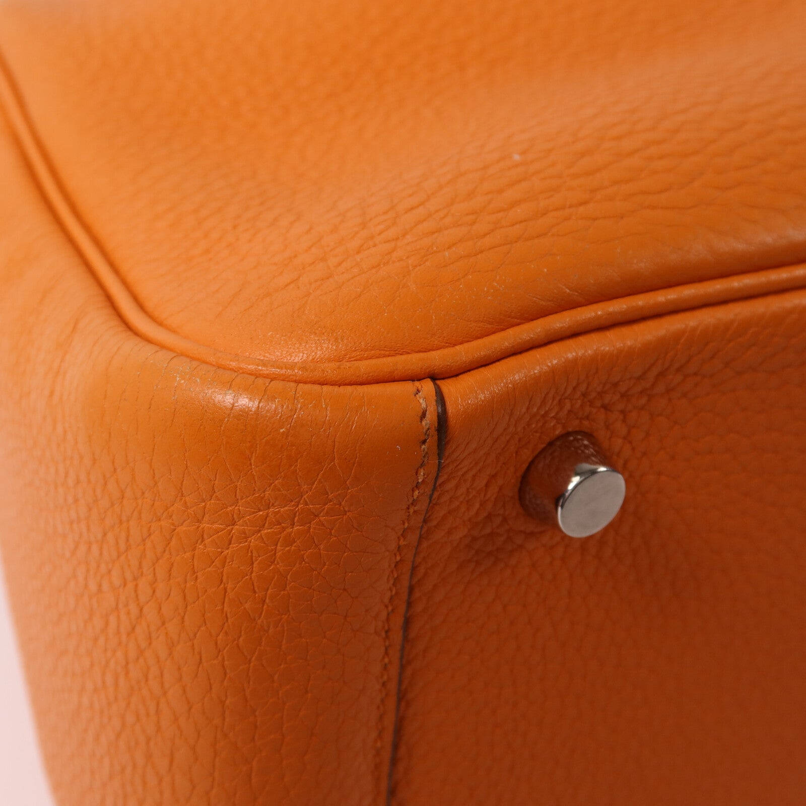 HERMES Clemence皮革Lindy 26銀扣手挽肩背兩用袋Orange