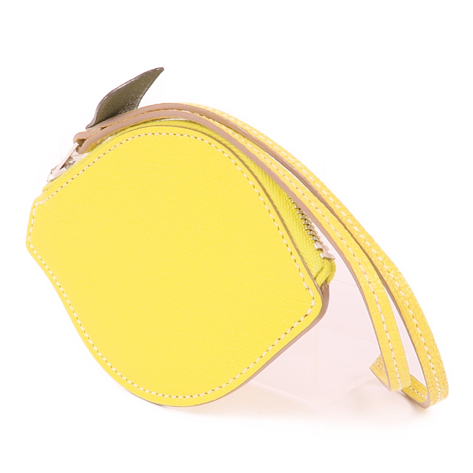 HERMES Chevre皮革Tutti Frutti Coin Case銀扣零錢包Lime/Canopee