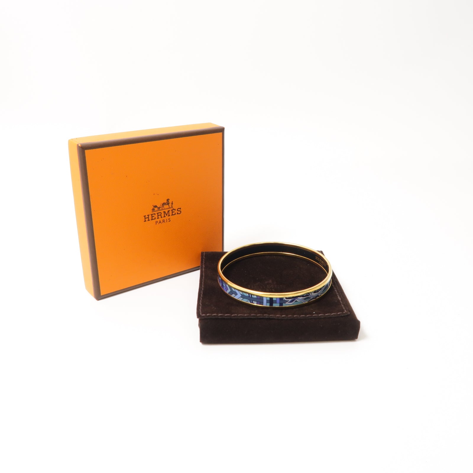 HERMES 【激減優惠】琺瑯/金屬Bangle手鐲藍色/金色
