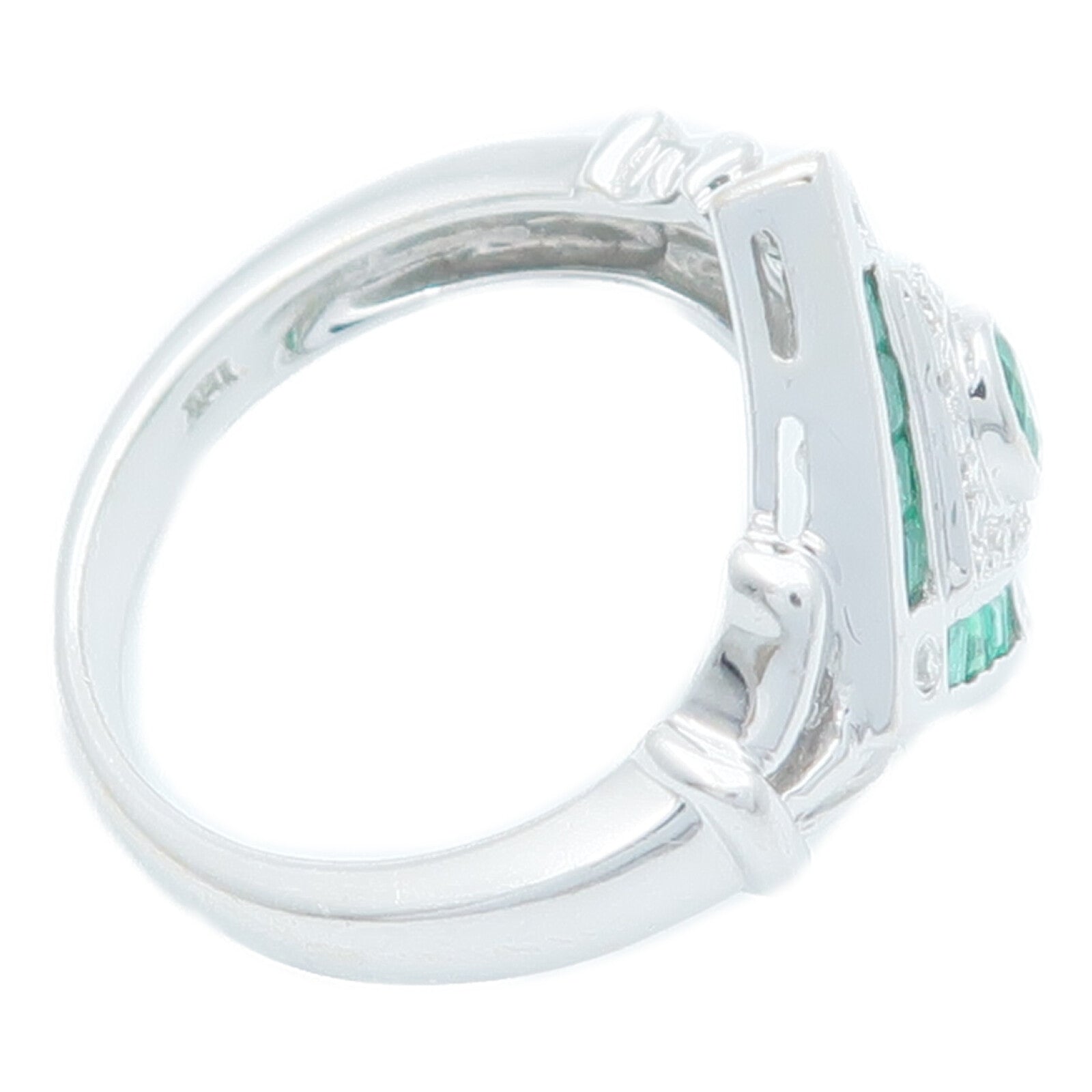 JEWELRY 18K白金Emerald Diamond Ring綠寶石/鑽石戒指US#6.5