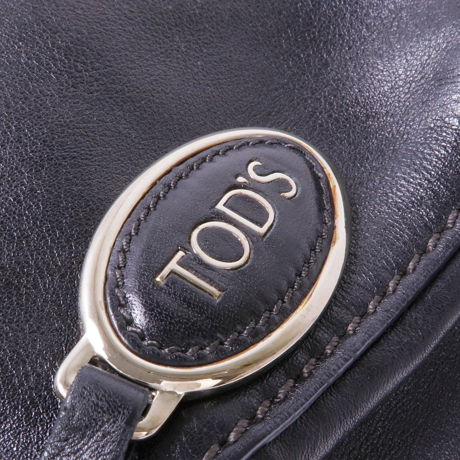 TOD'S 牛皮皮革Shoulder Bag銀扣肩背袋