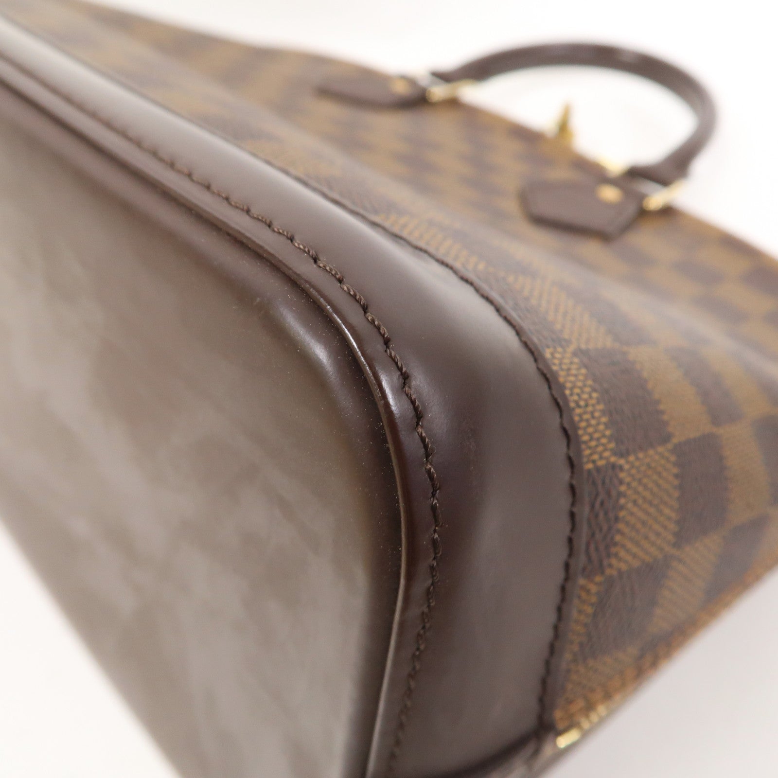 LOUIS VUITTON Damier Ebene Alma金扣手挽袋啡色