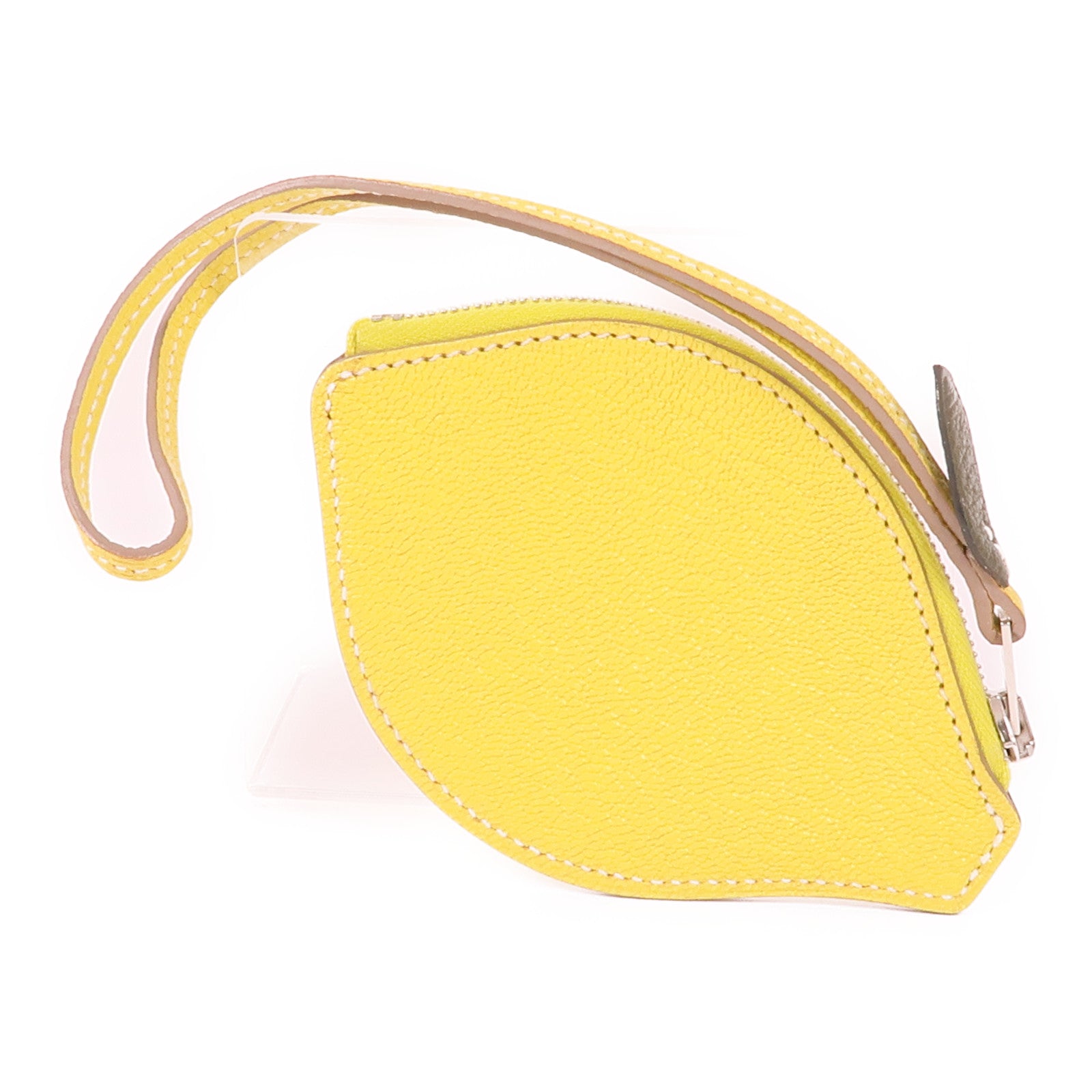 HERMES Chevre皮革Tutti Frutti Coin Case銀扣零錢包Lime/Canopee