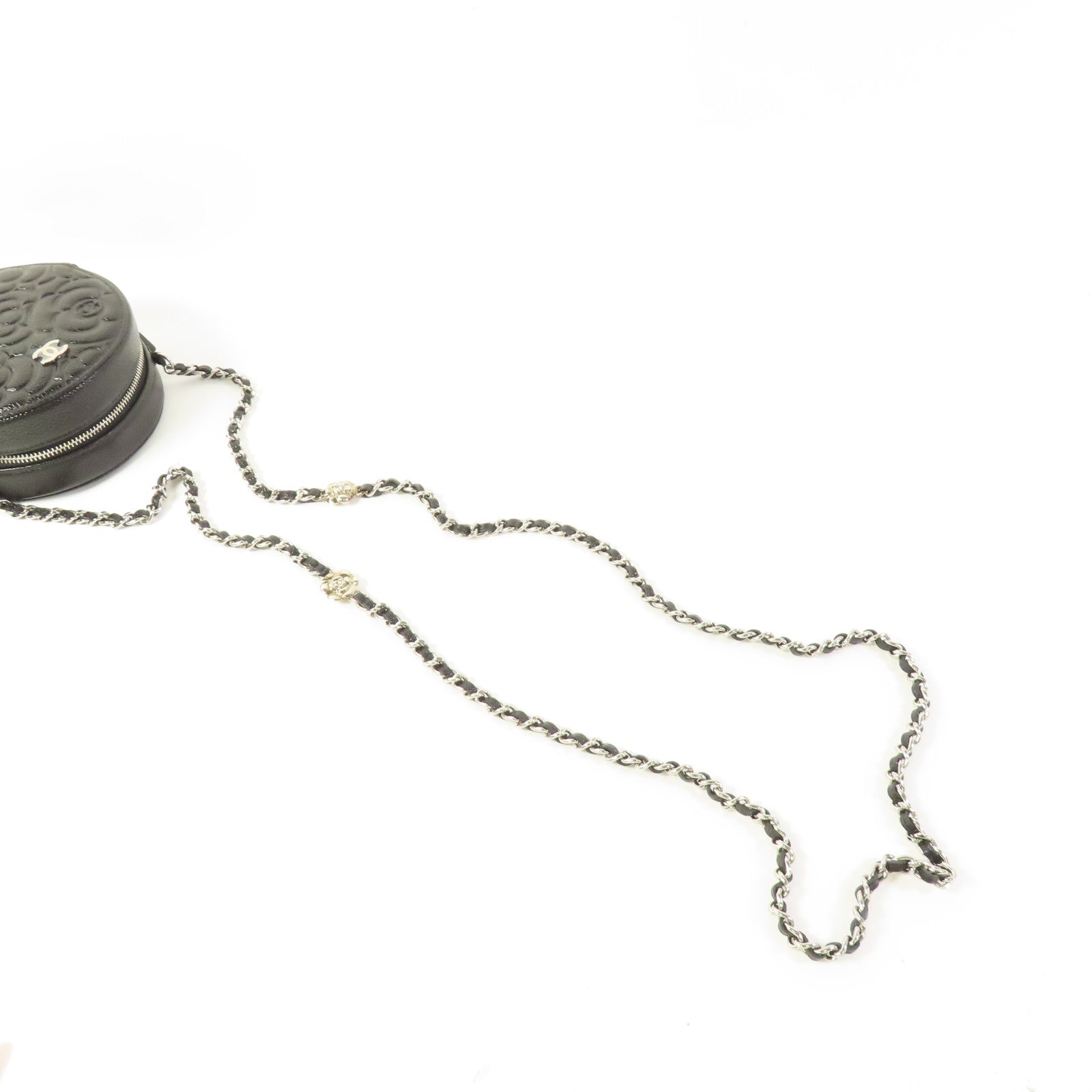 CHANEL 牛皮皮革Chain Shoulder銀扣肩背袋