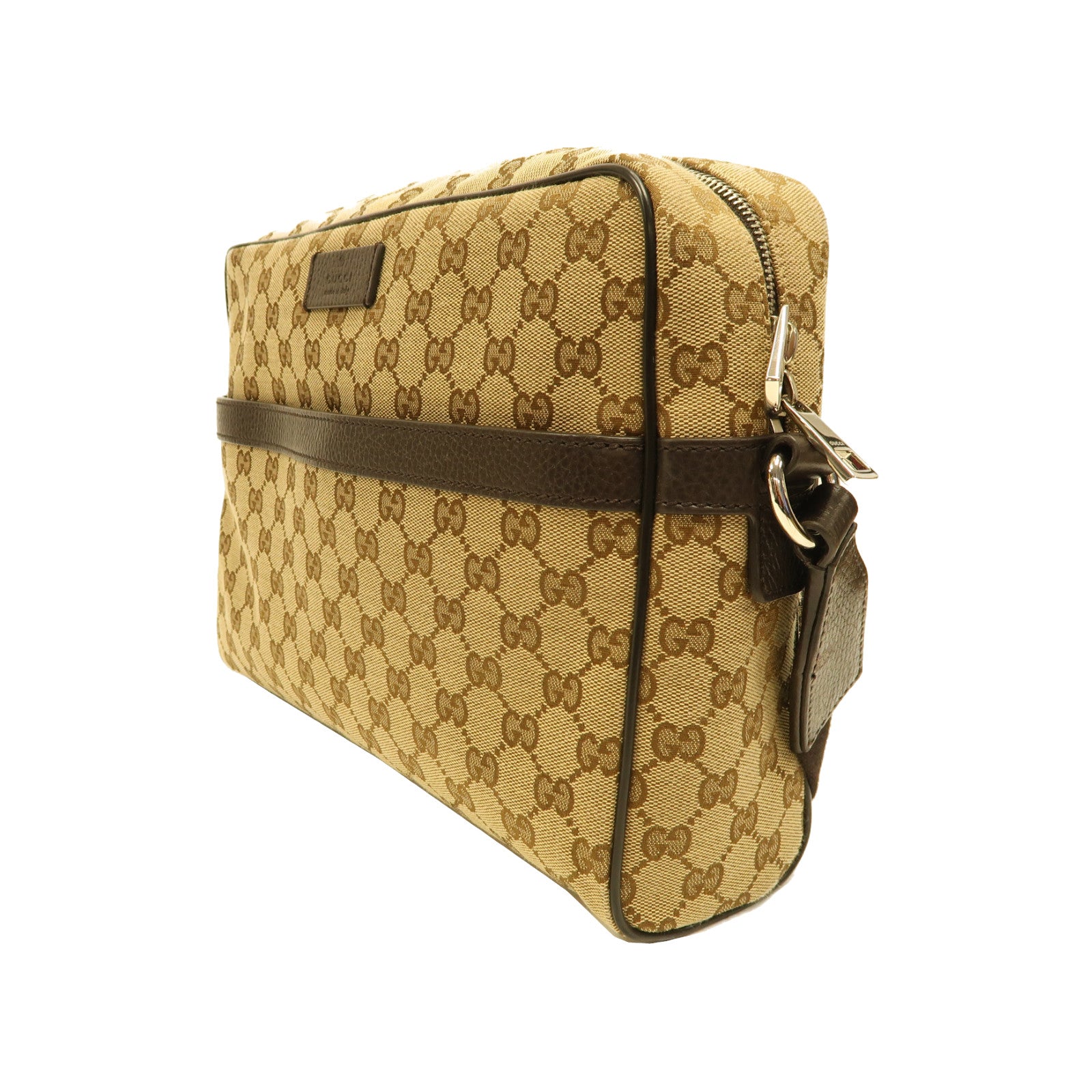 GUCCI 【激減優惠】帆布Shoulder Bag銀扣肩背袋啡色