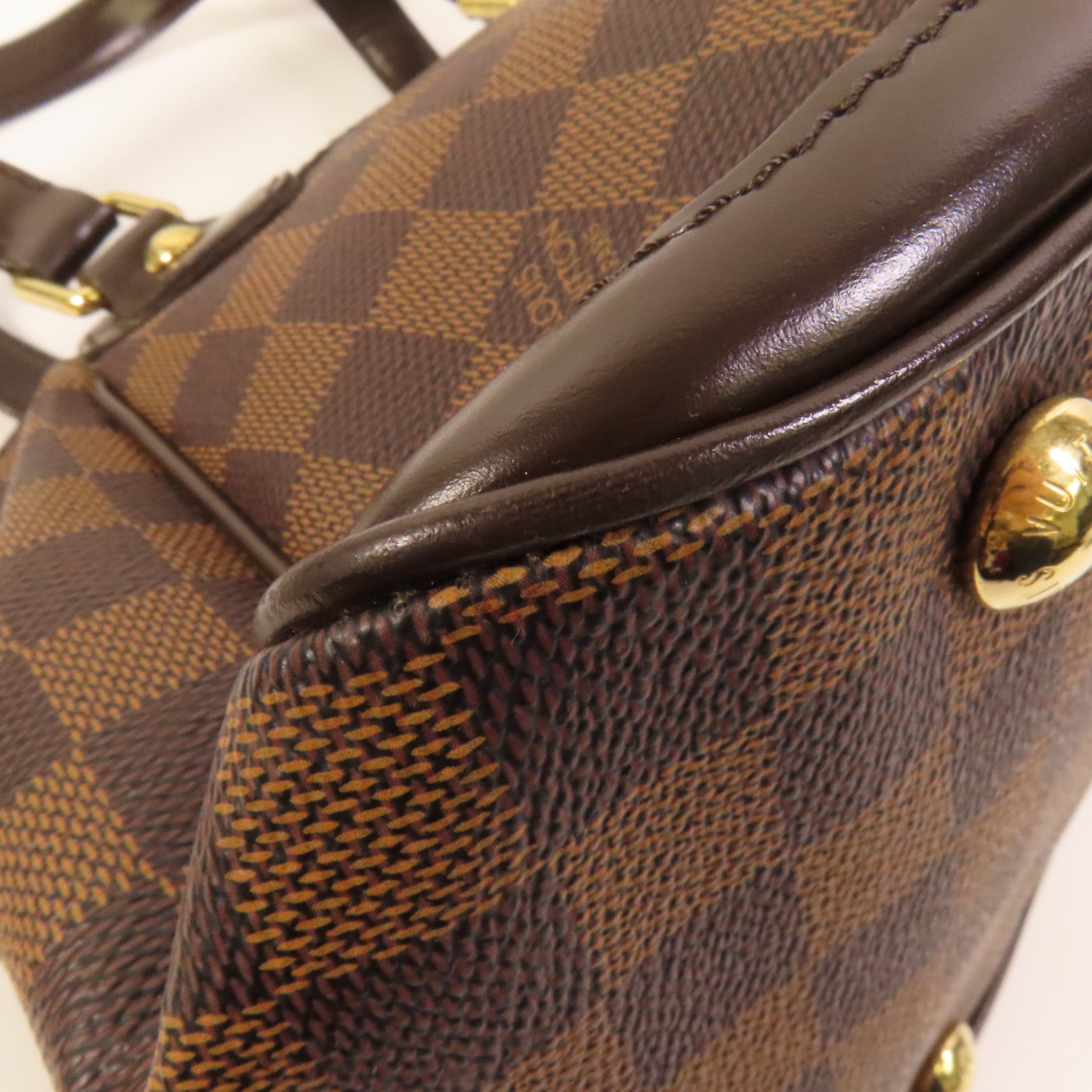 LOUIS VUITTON Damier Verona PM金扣手挽袋