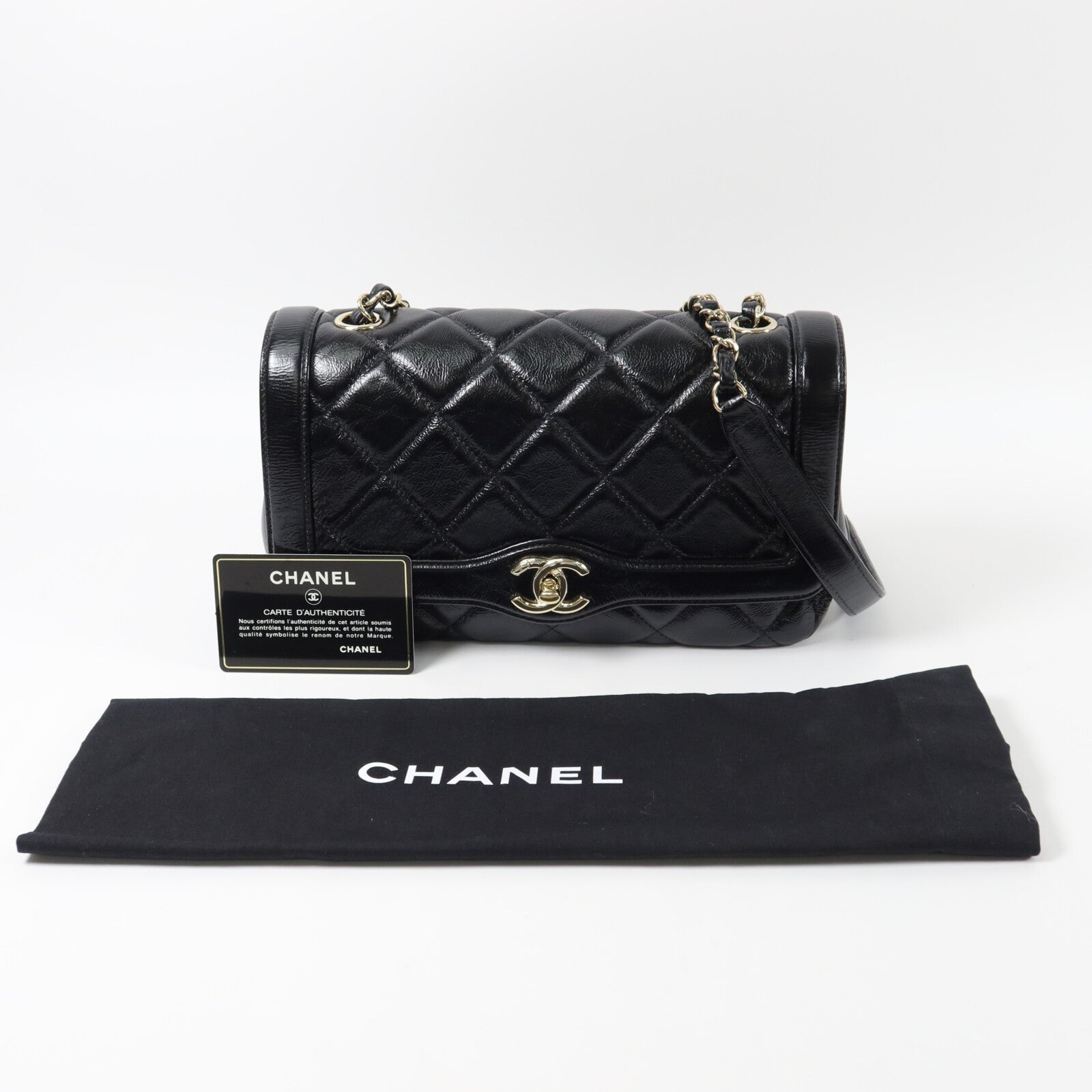 CHANEL 漆皮皮革Diana Flap鏈帶肩背袋