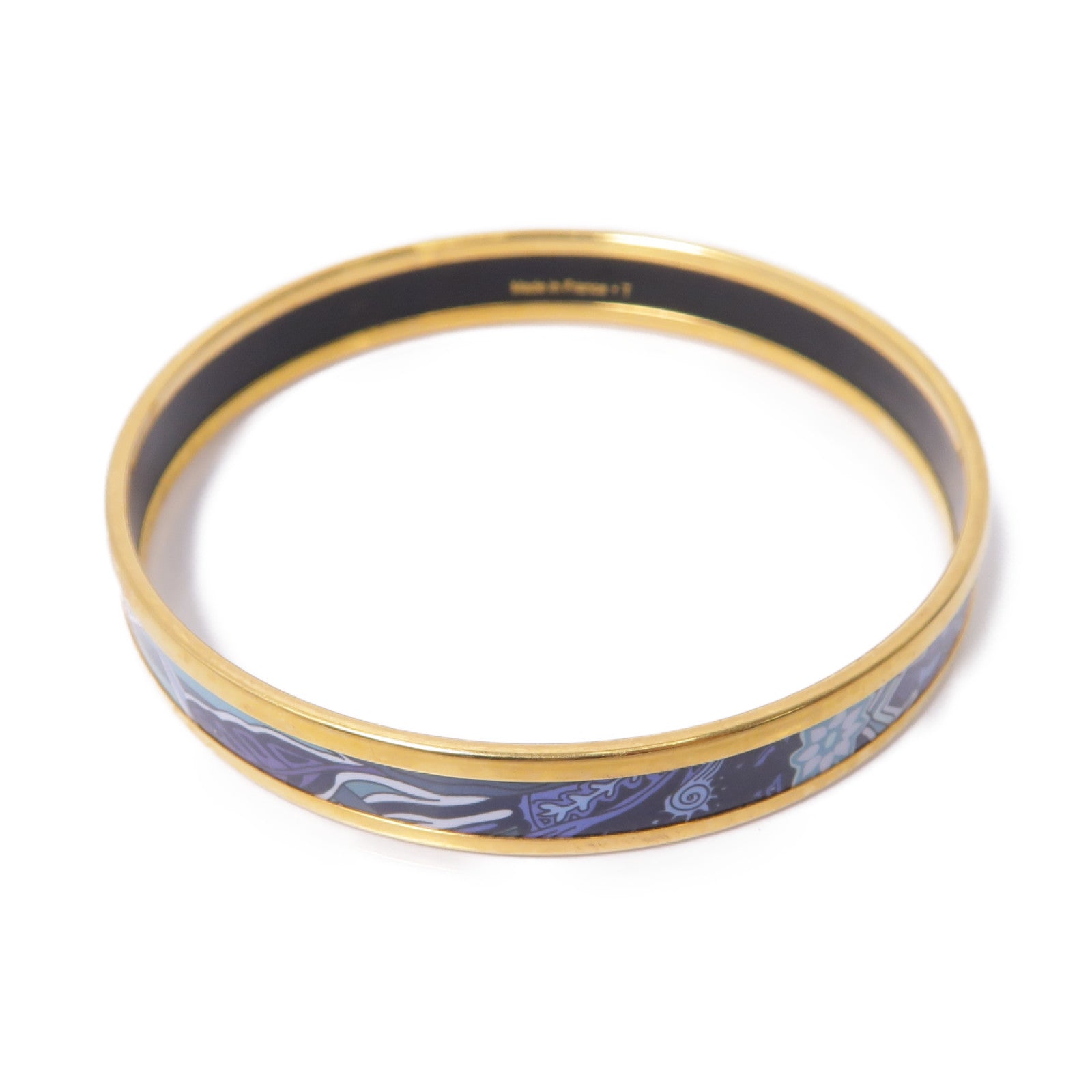 HERMES 【激減優惠】琺瑯/金屬Bangle手鐲藍色/金色