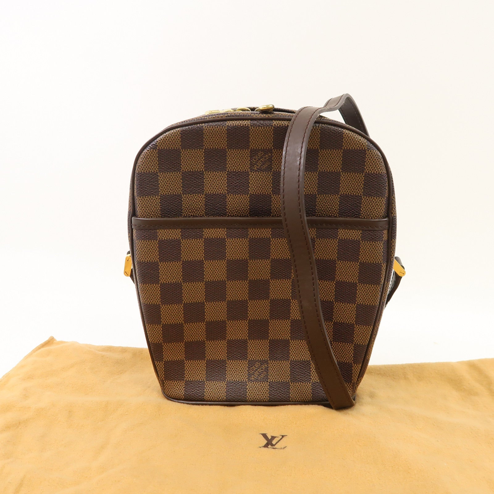 LOUIS VUITTON 【激減優惠】Damier Ipanema PM金扣肩背袋啡色