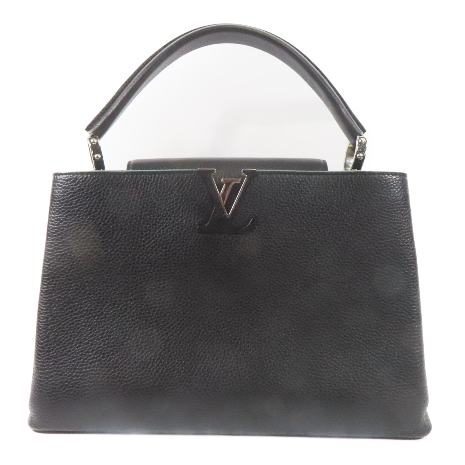 LOUIS VUITTON LV SHW Capuciness MM Handbag M48864 Calfskin Leather Black/Green