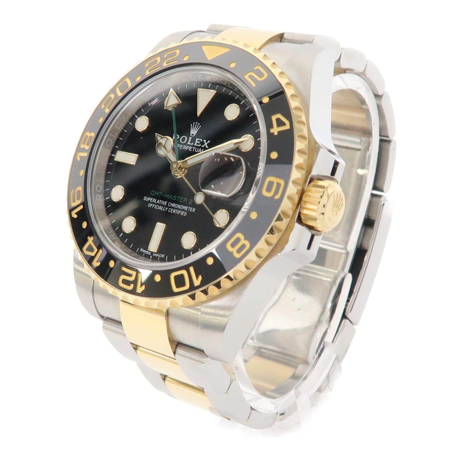 ROLEX 18K黃金/不鏽鋼GMT MasterⅡ手錶自動機芯黑色