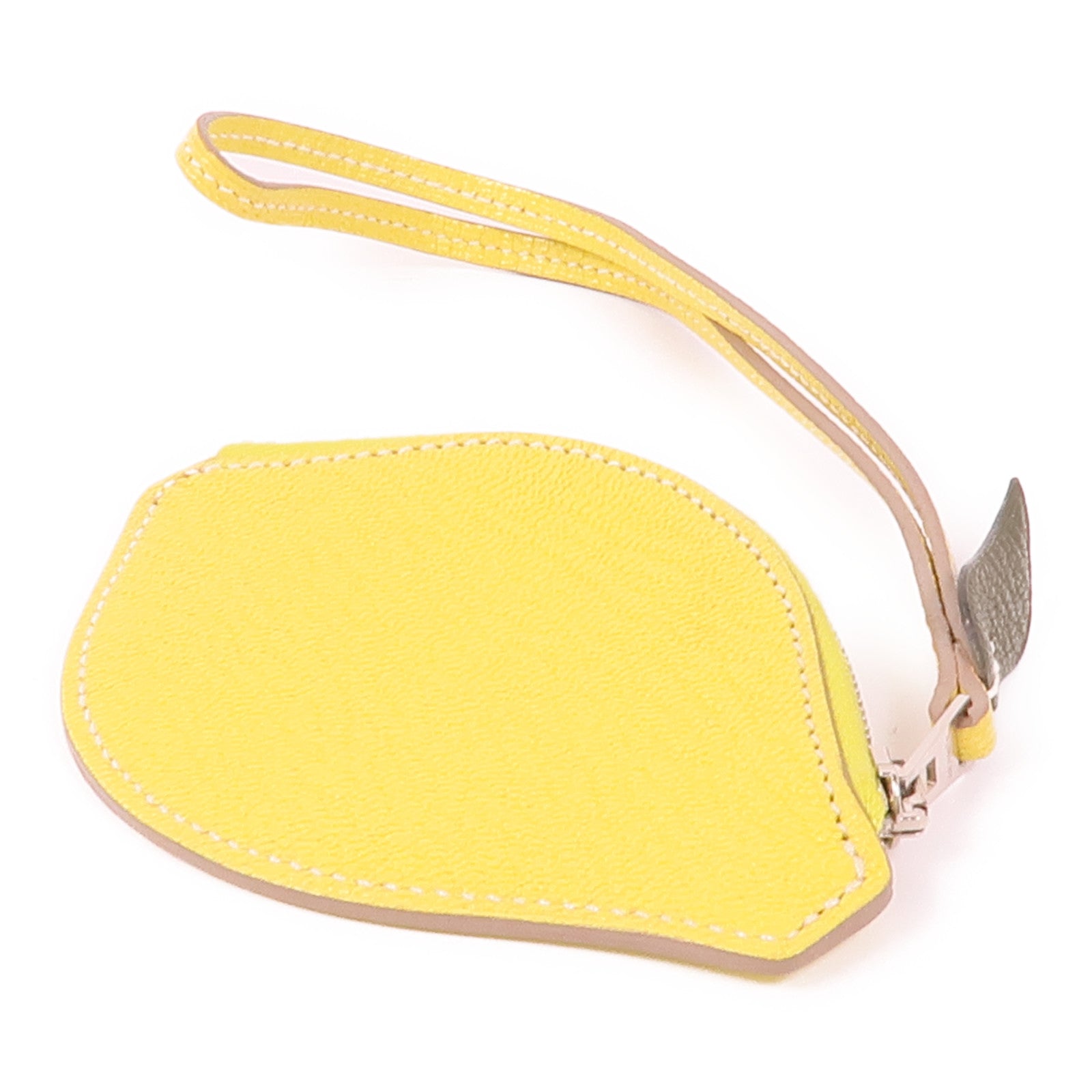 HERMES Chevre皮革Tutti Frutti Coin Case銀扣零錢包Lime/Canopee