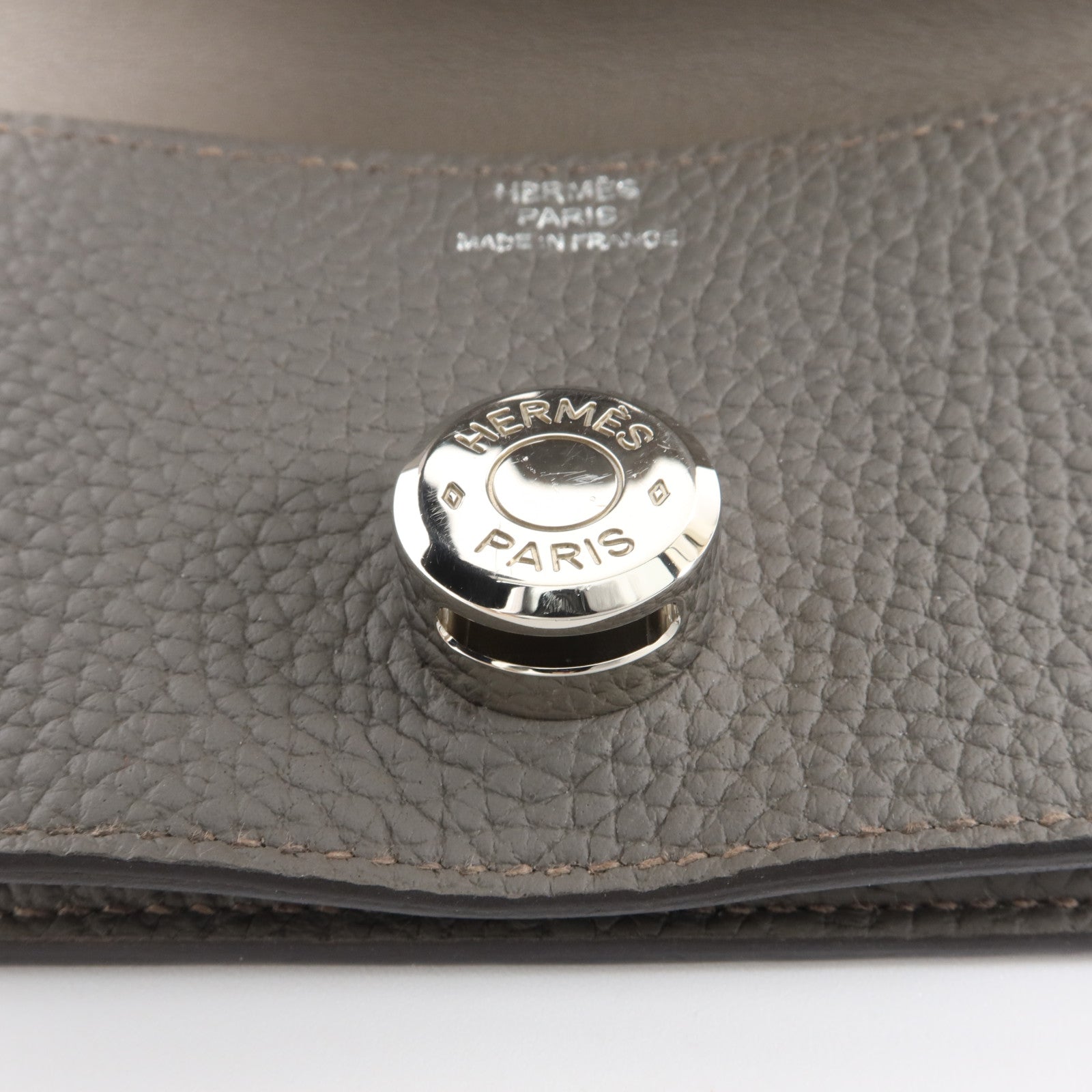 HERMES Togo皮革Dogon Card Case銀扣卡片套Etain