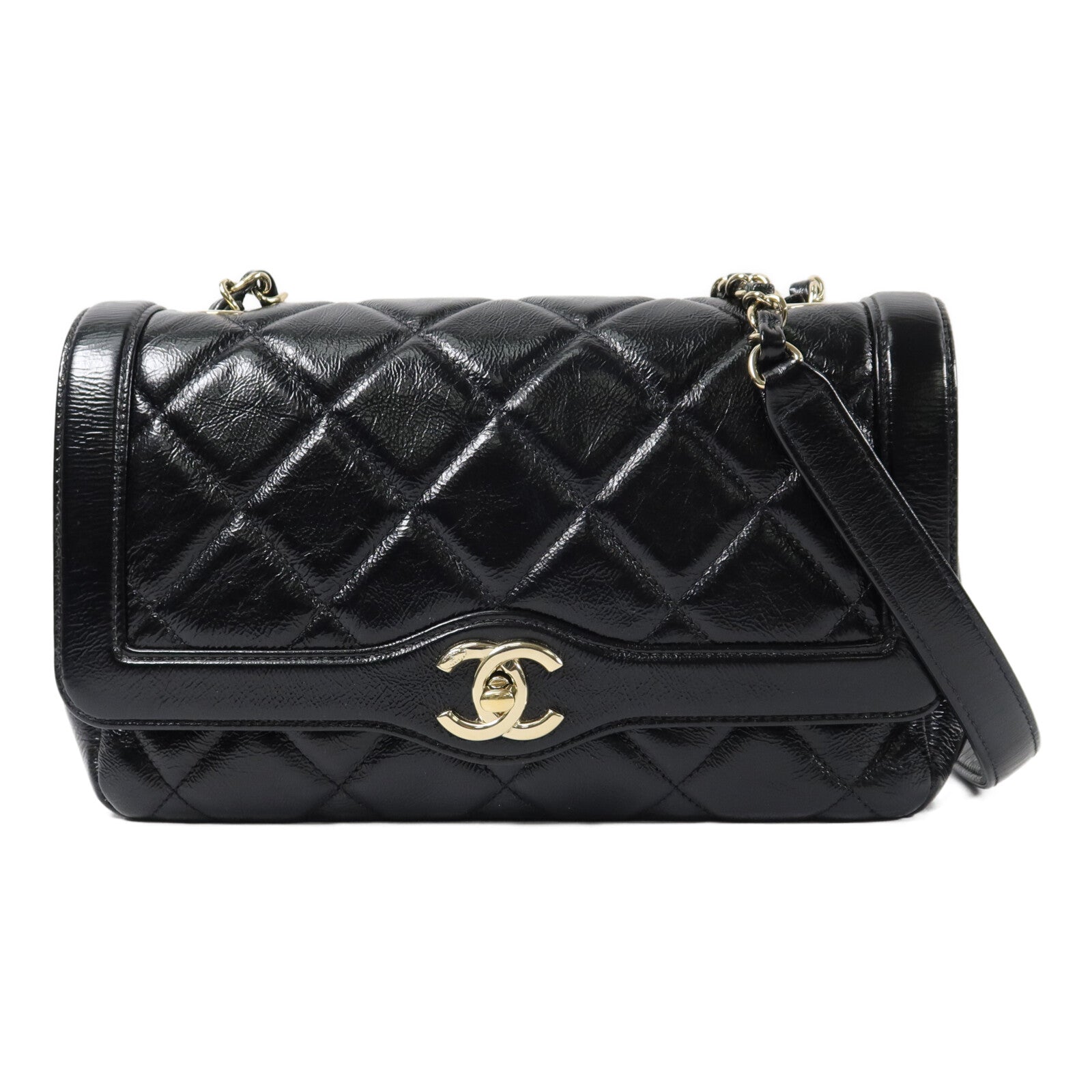 CHANEL 漆皮皮革Diana Flap鏈帶肩背袋
