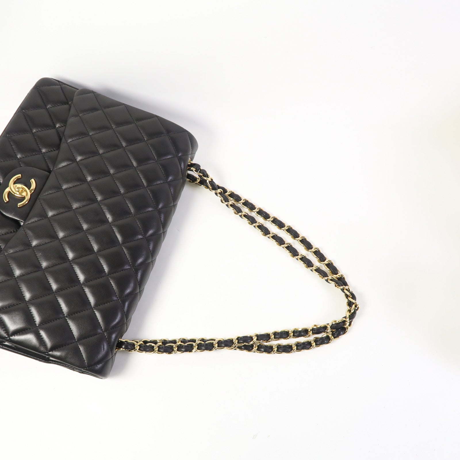 CHANEL 牛皮皮革Large Classic金扣鏈帶肩背袋